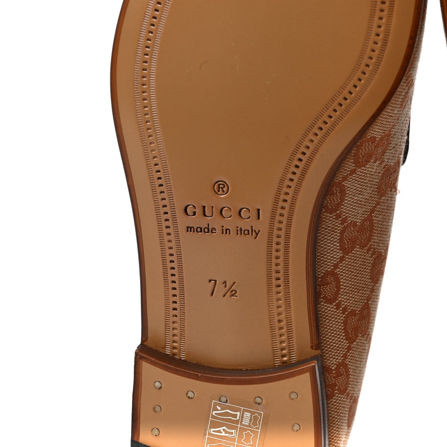 Canvas GG Monogram Horsebit Mens Jordaan Loafers 7.5 Beige Ruggine Light Brown