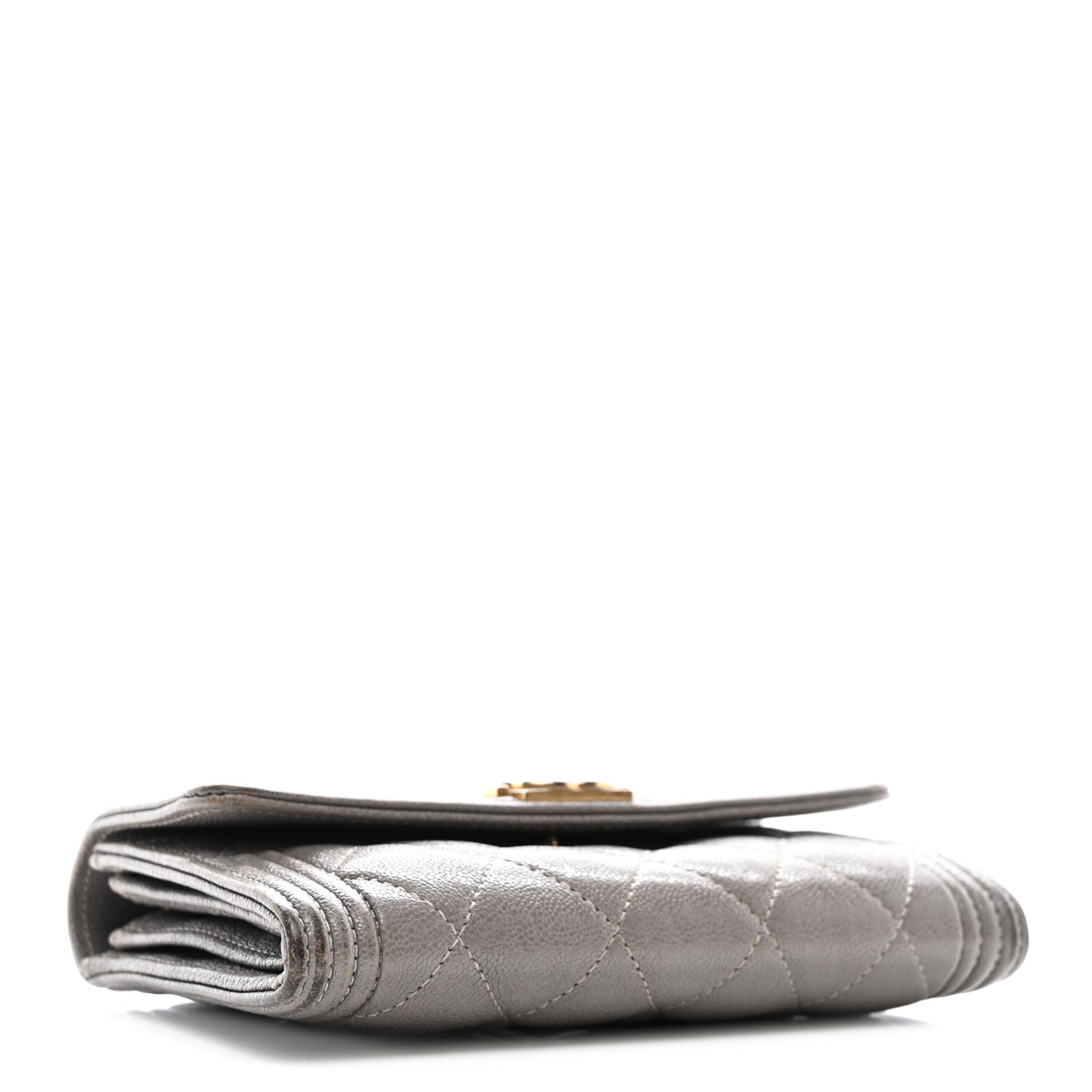 Caviar Quilted Medium Boy Flap Wallet Grey