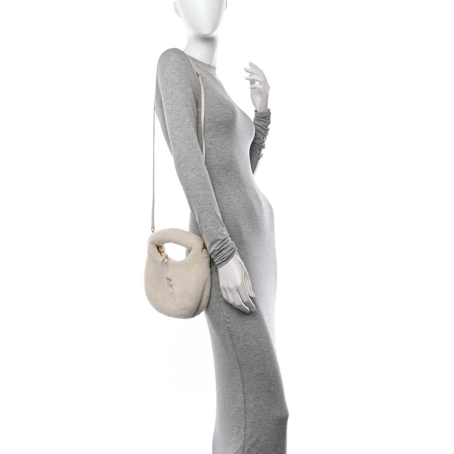 Montone Shearling Small Wander Hobo White