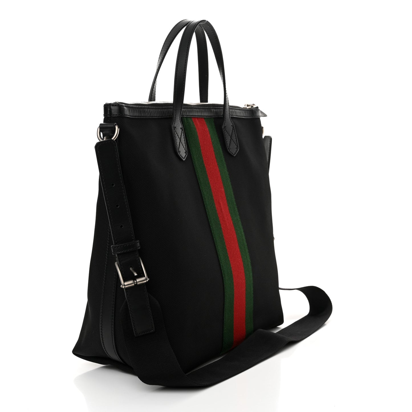 Techno Canvas Web Vertical Tote Black