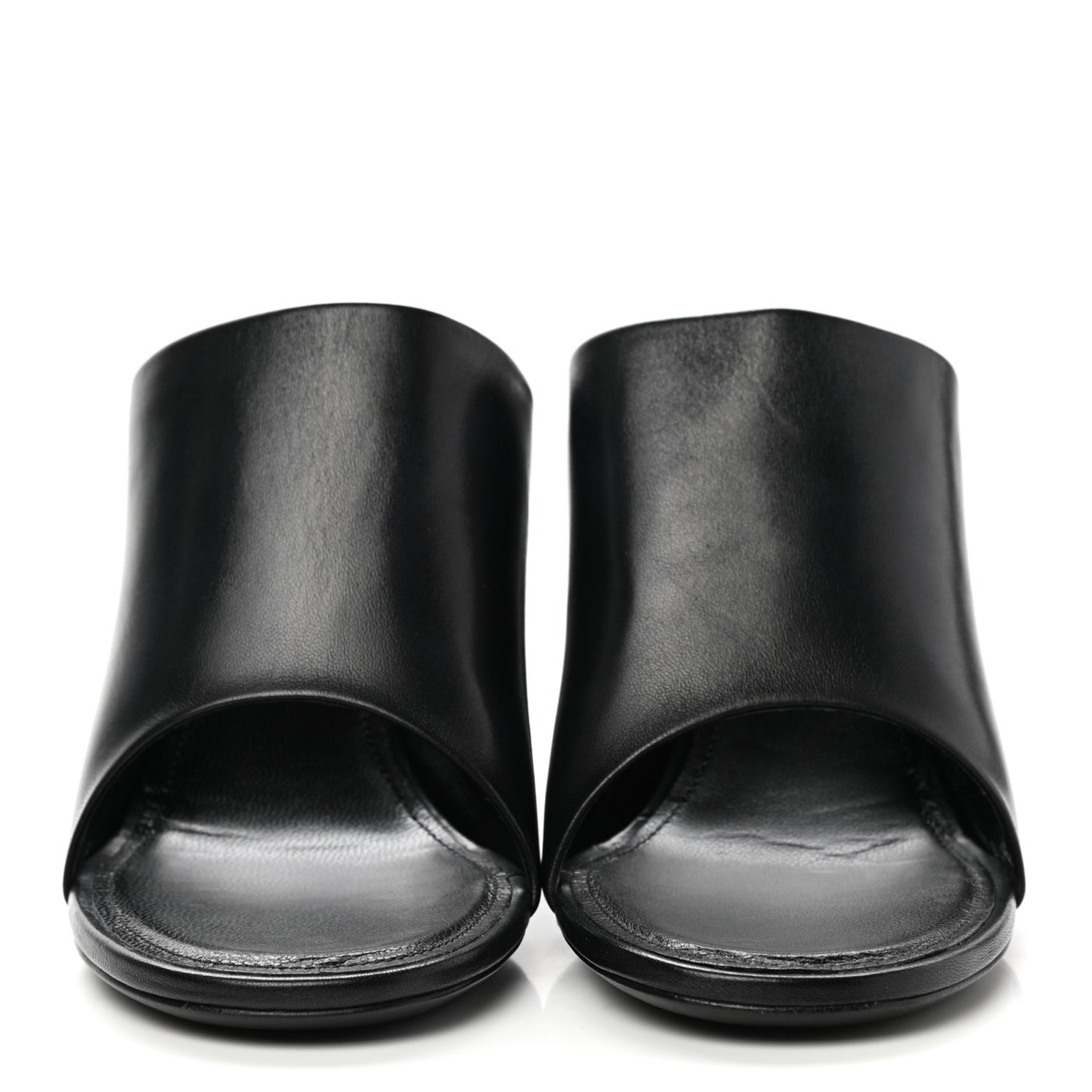 Shiny Sheepskin Oval 90mm Mule Pump 36 Black White