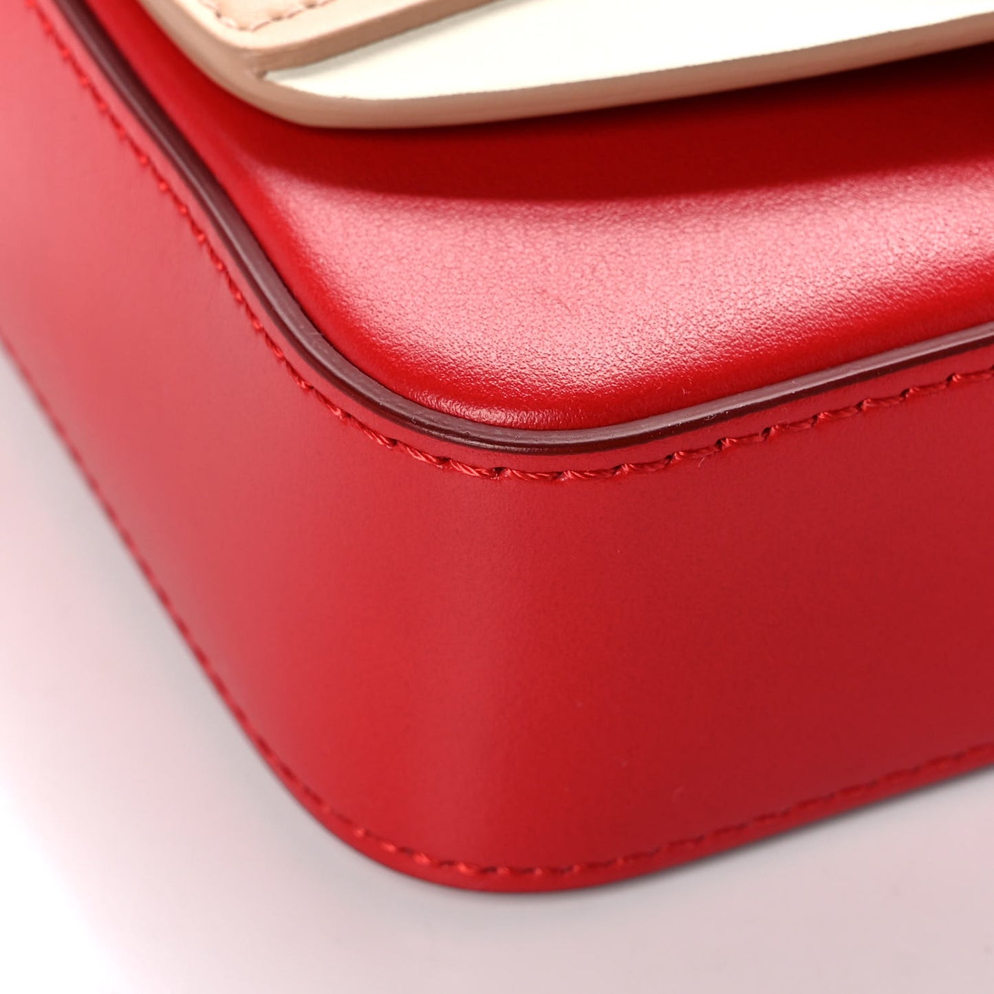 Shiny Calfskin Goatskin Mini C Double Carry Red Pink