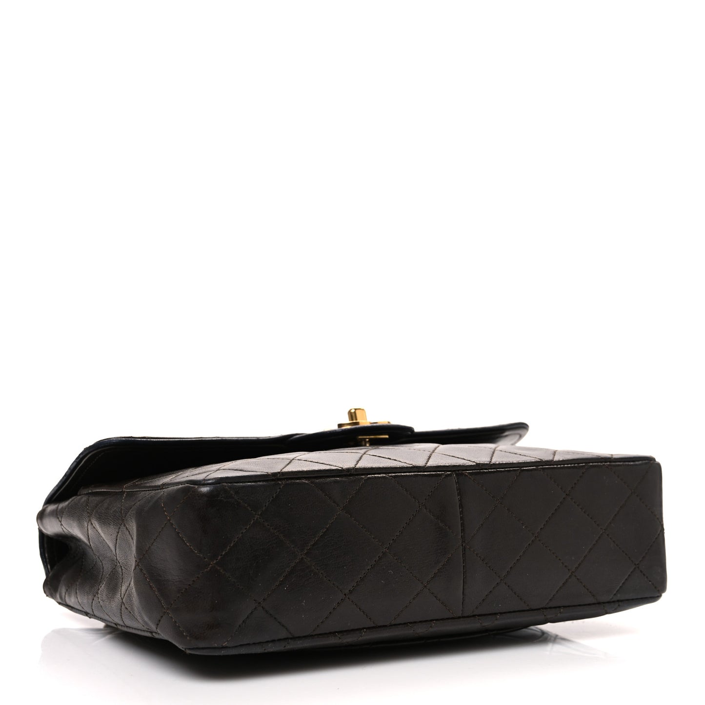 Lambskin Quilted Bi-Color Small Single Flap Dark Brown