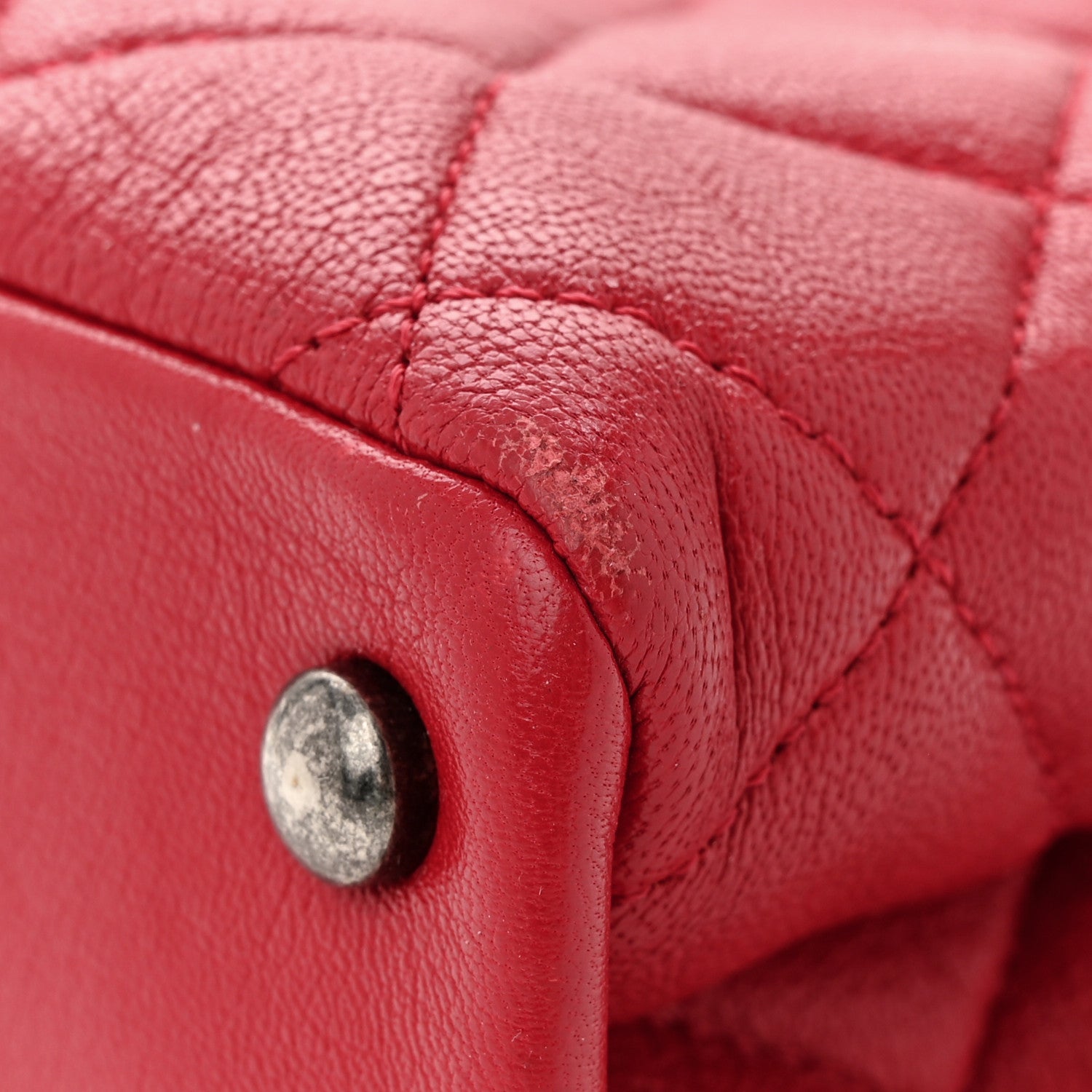 Chanel Shiny Sheepskin Quilted Small Shopping Tote Red 12 of 20