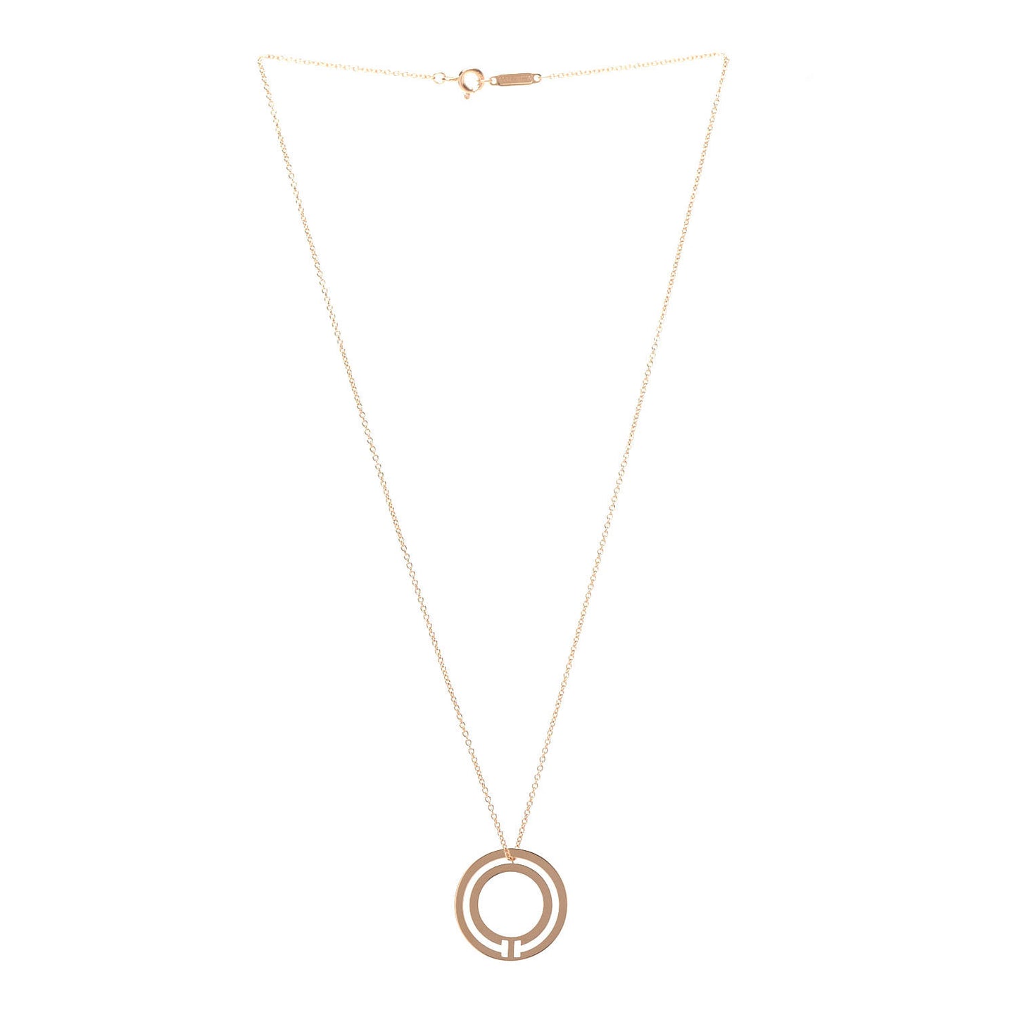 18K Rose Gold T Circle Pendant Necklace