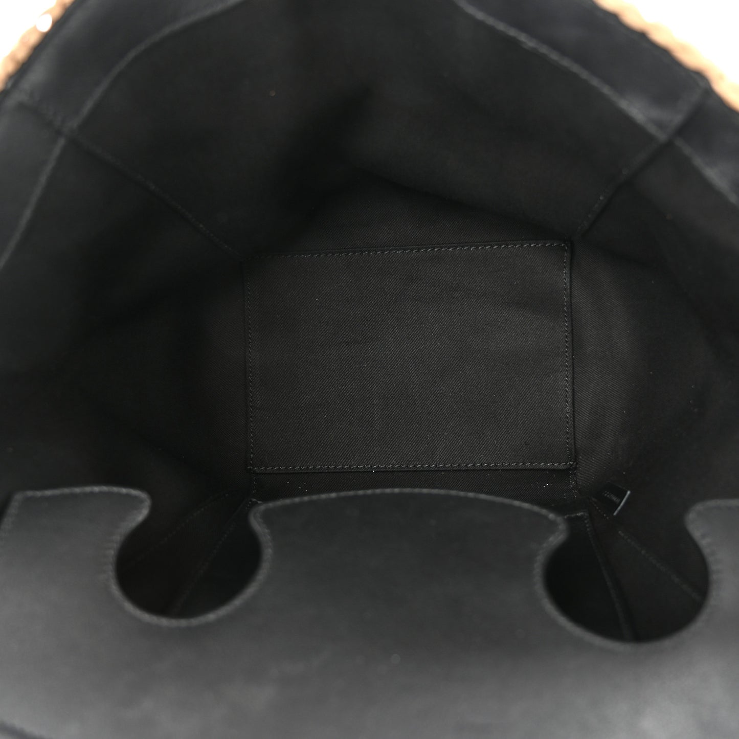 Raffia Calfskin Small Pipe Bag Sand Black