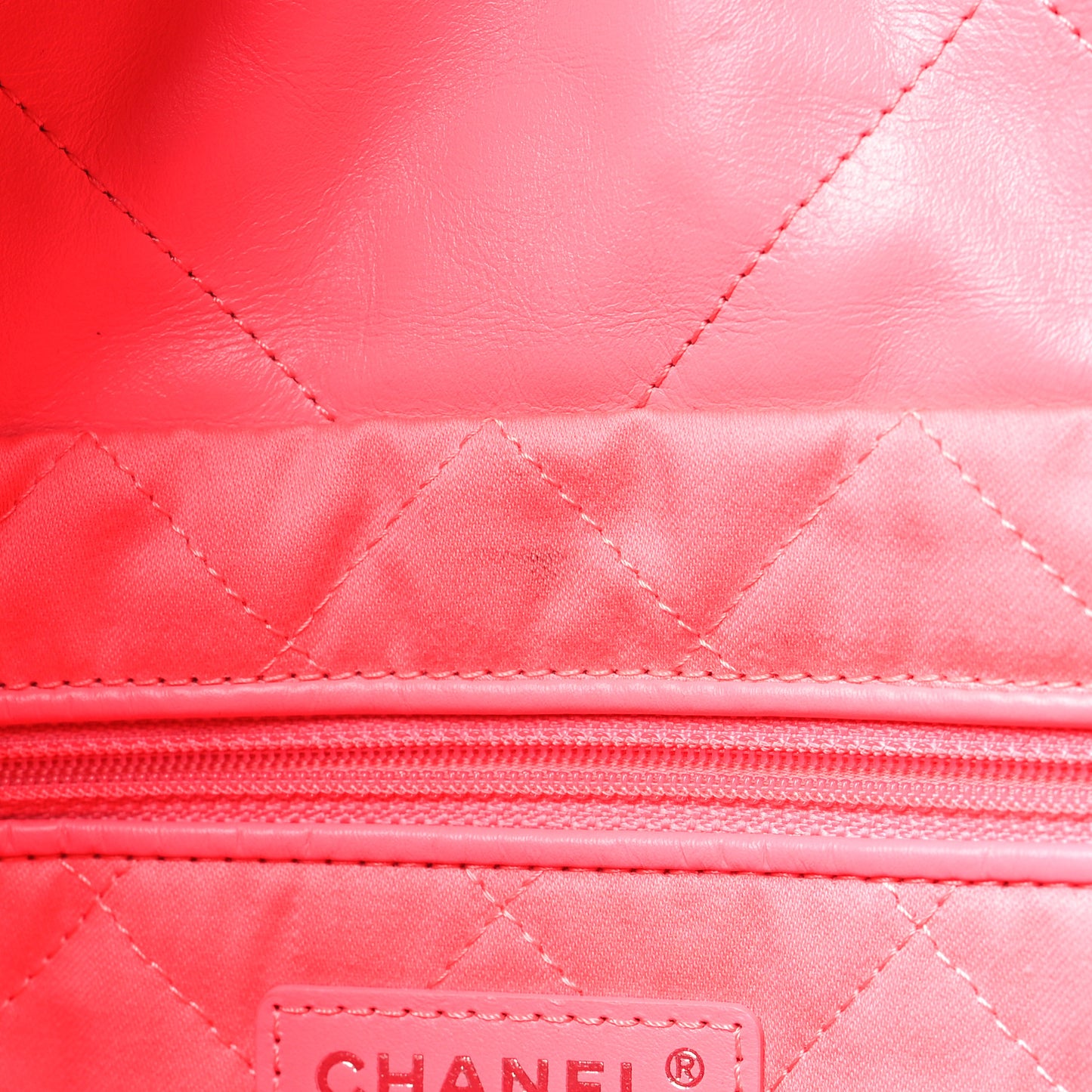Shiny Calfskin Quilted Small Rainbow Metal Chanel 22 Coral Pink