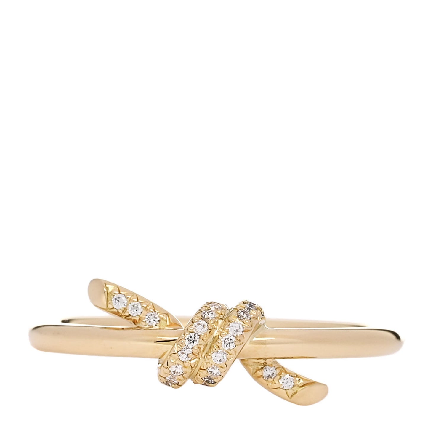 18K Yellow Gold Diamond Small Knot Ring 54 6.75