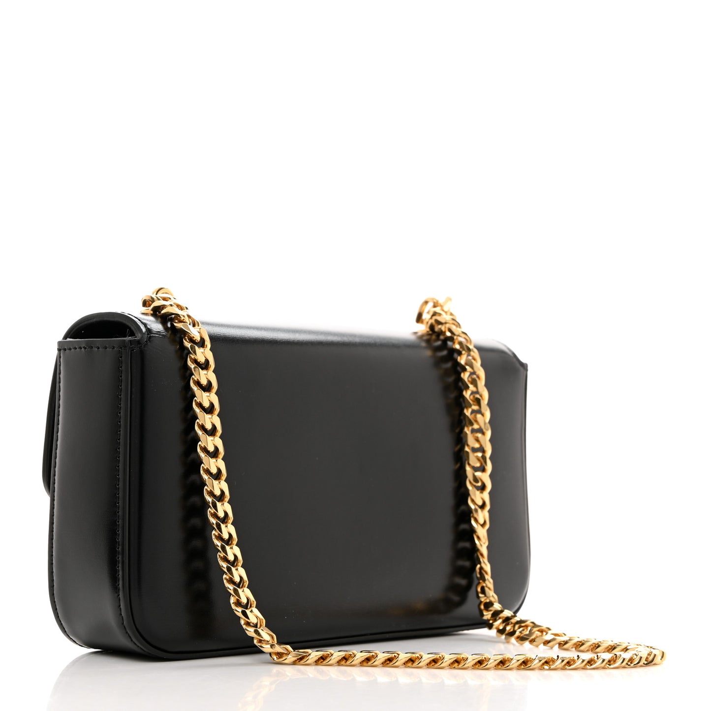 Shiny Calfskin Triomphe Chain Shoulder Bag Black