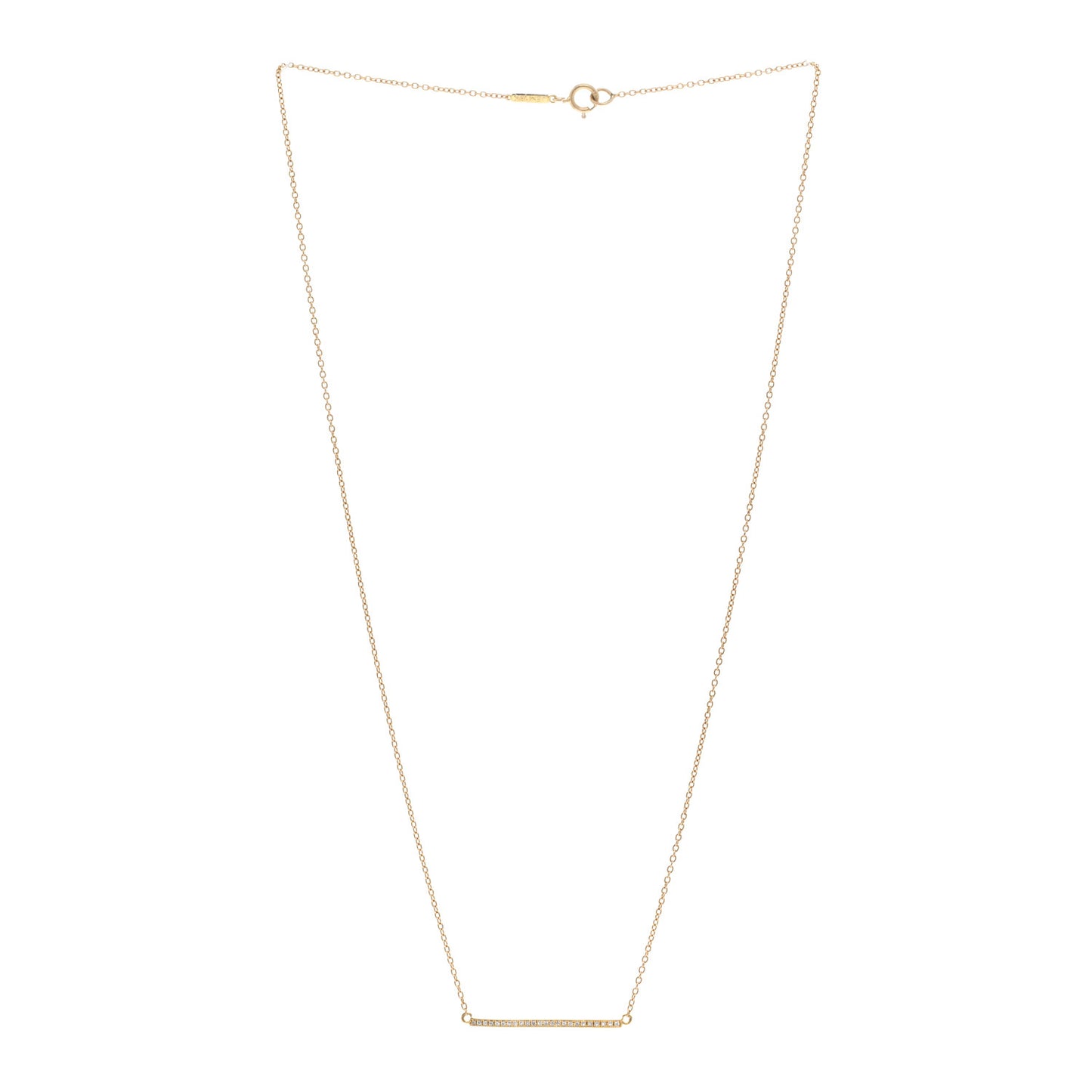 18K Yellow Gold Diamond Stick Pendant Necklace