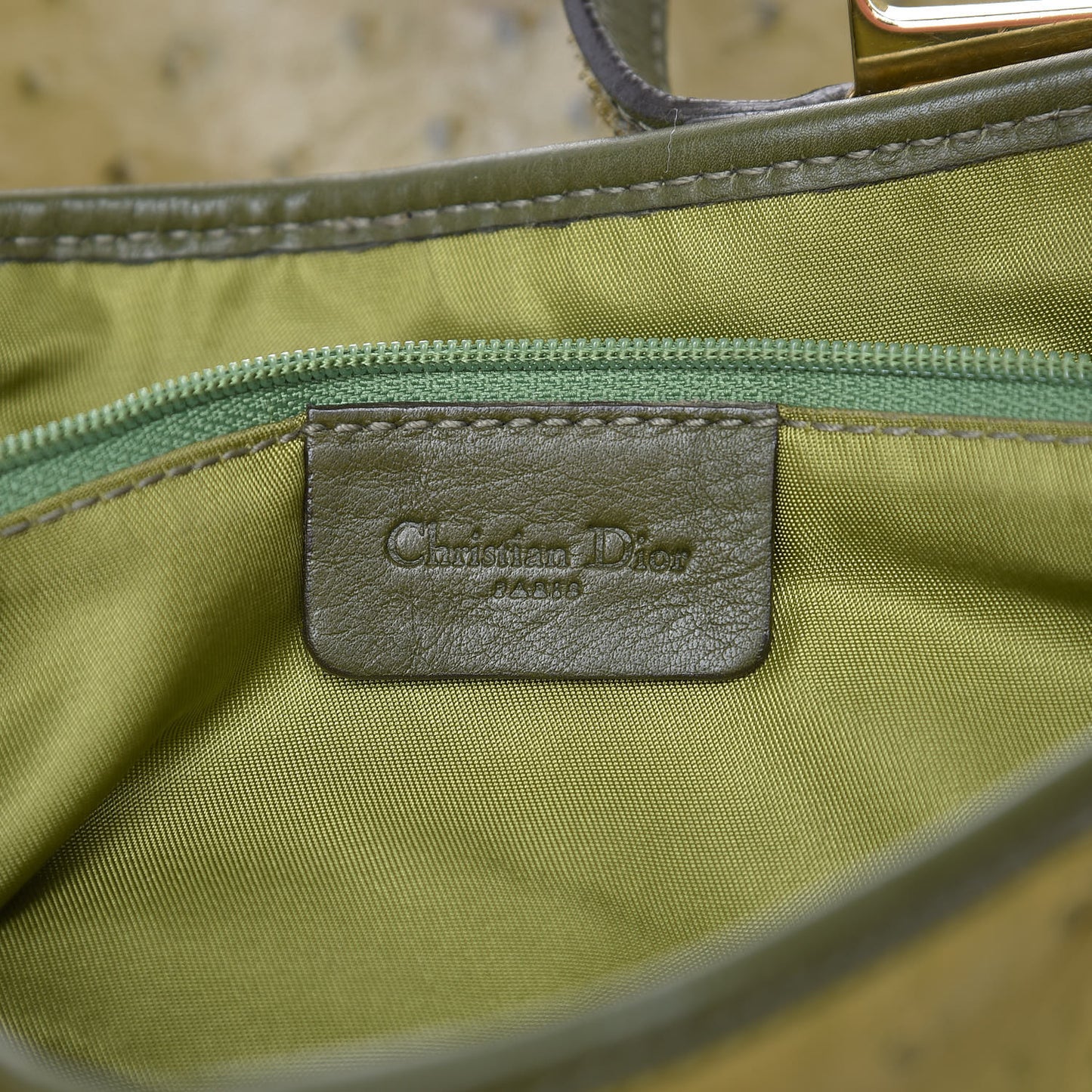 Ostrich Double Saddle Bag Green