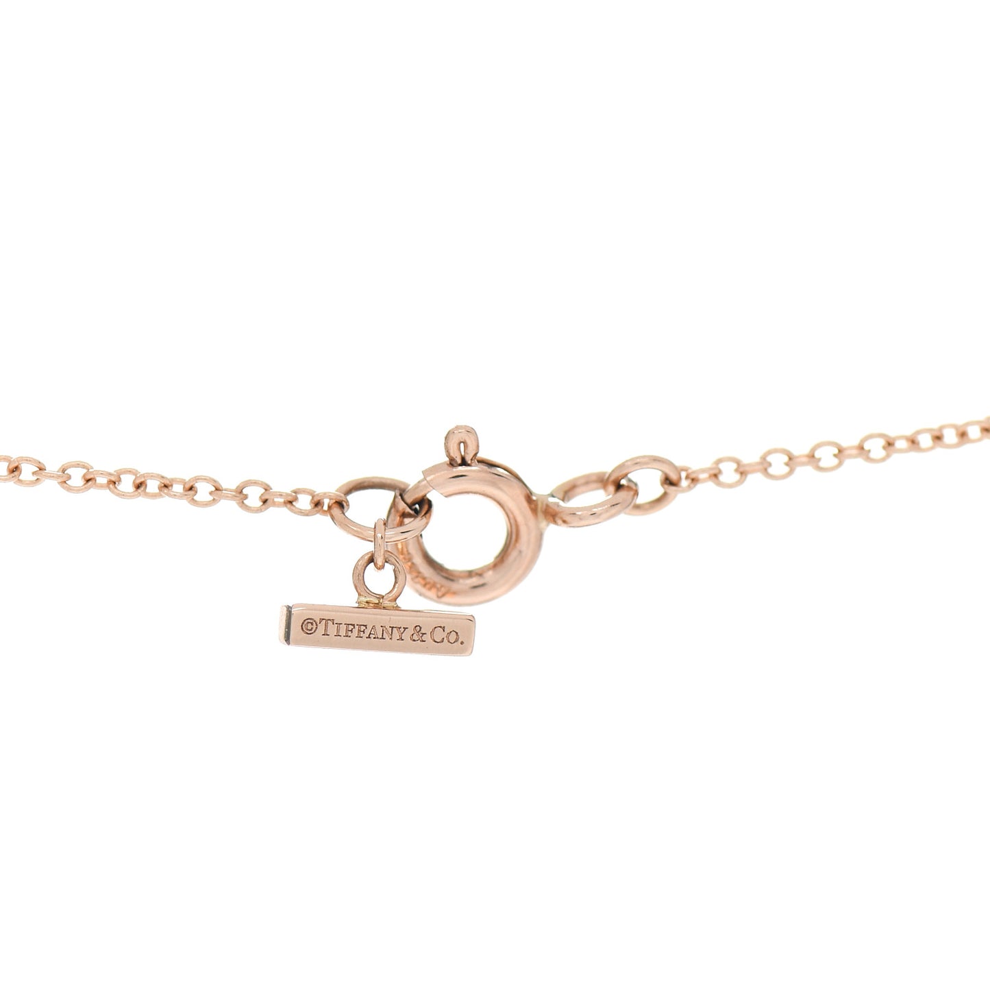 18K Rose Gold Diamond Mother of Pearl T Circle Pendant Necklace