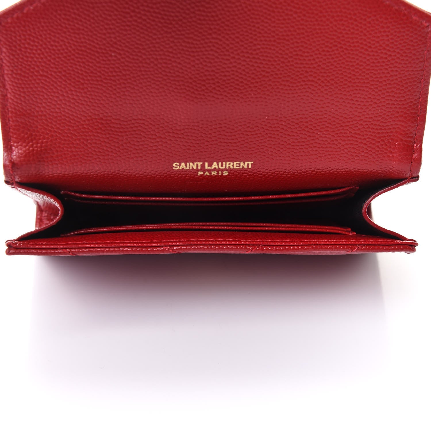 Saint Laurent Grain De Poudre Matelasse Chevron Small Monogram Envelope Wallet Rouge Eros 5 of 8