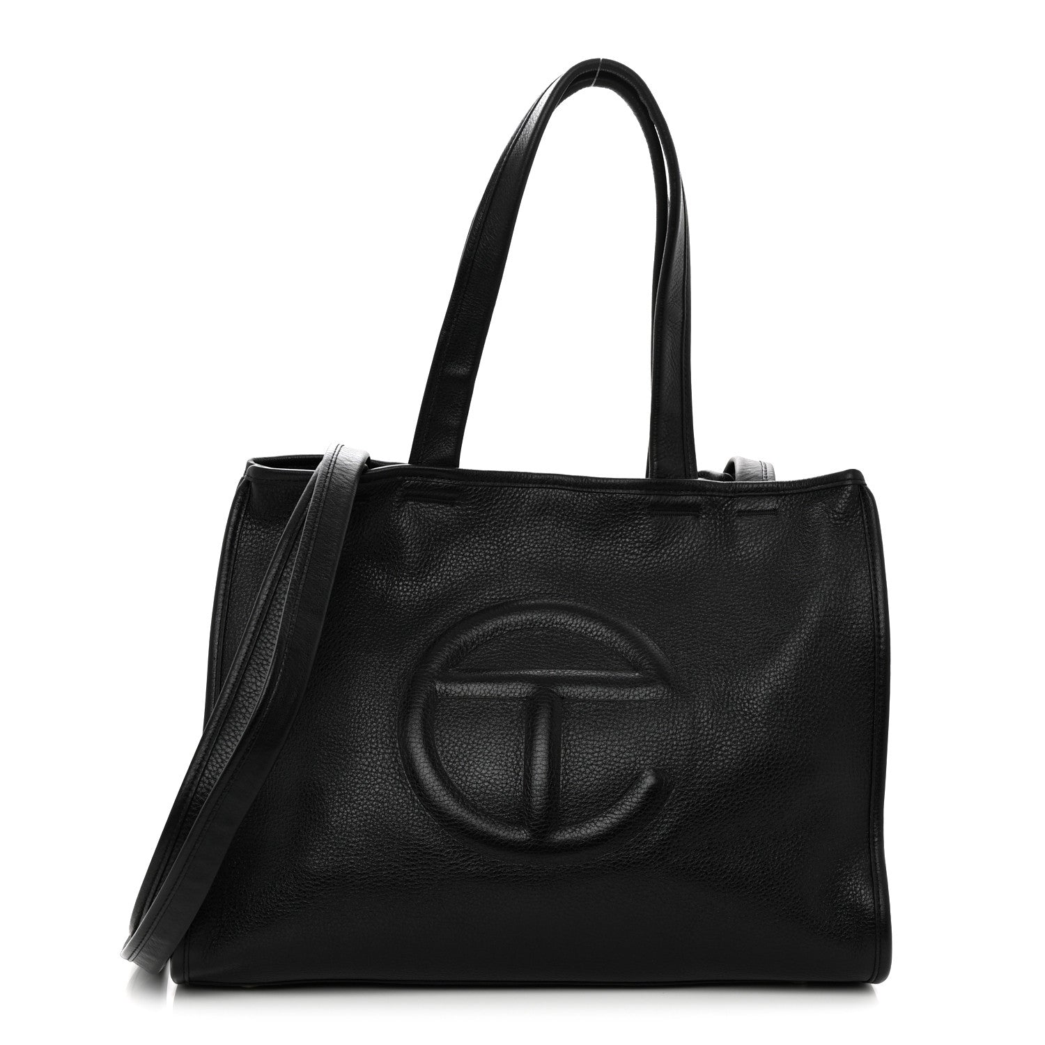Telfar Pebbled Calfskin Medium Carry Bag Black 1922829 – FASHIONPHILE