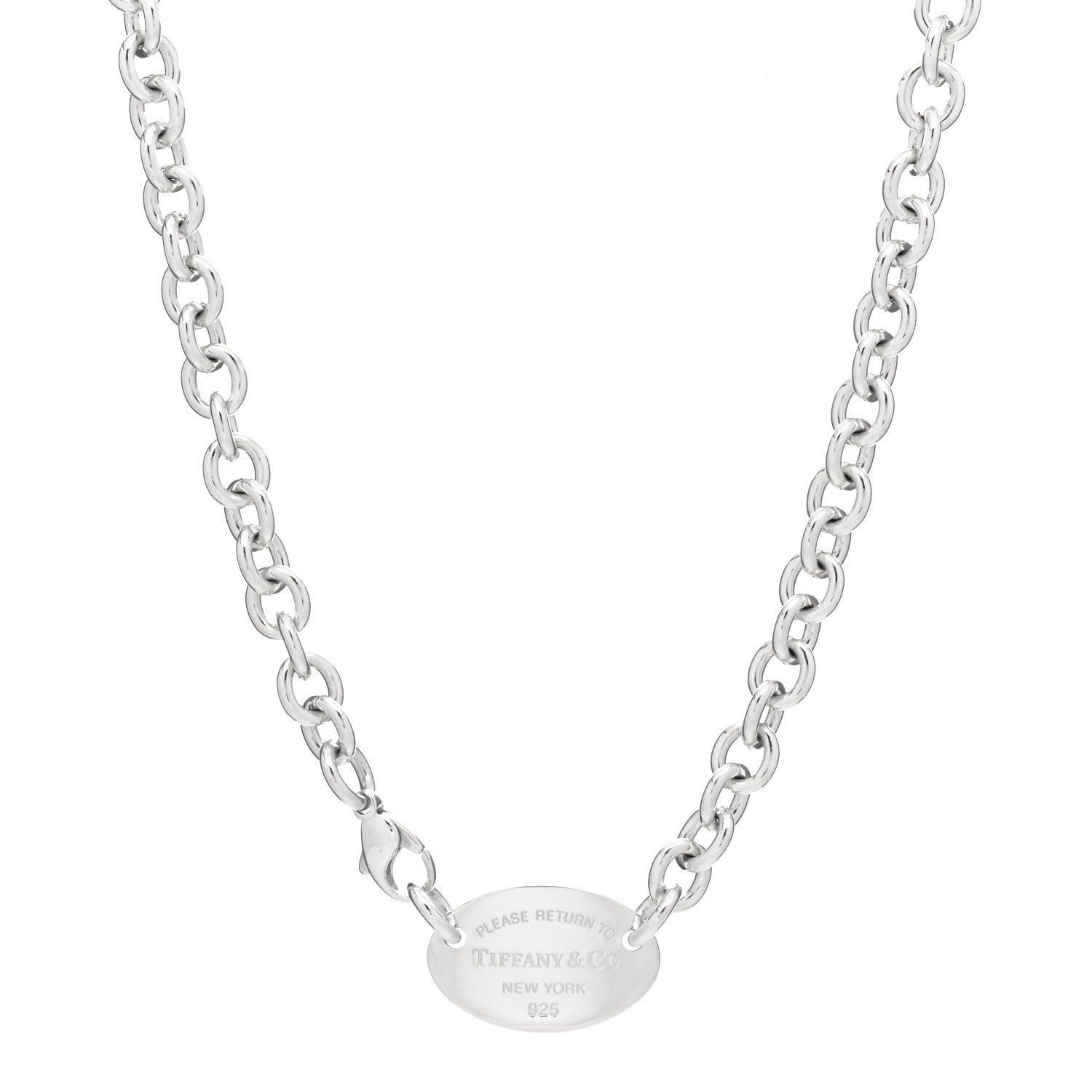 Tiffany Sterling Silver Return to Tiffany Oval Tag Choker Necklace 1 of 3