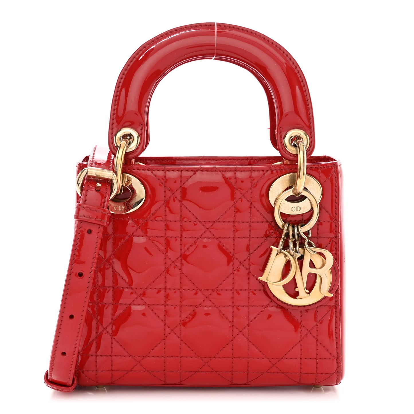 Patent Cannage Mini Lady Dior Red