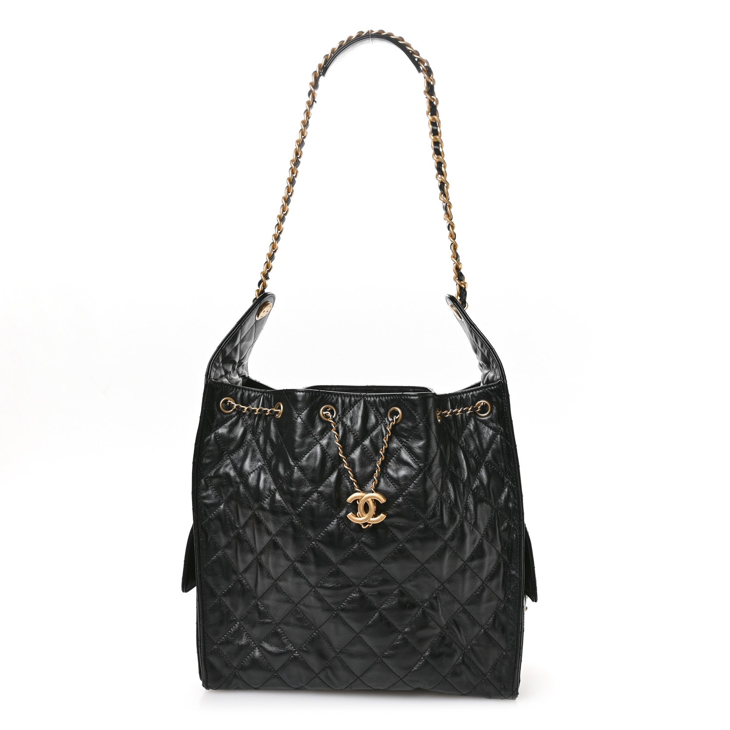 Chanel Shiny Crumpled Calfskin Quilted Medium Chanel 25 Handbag