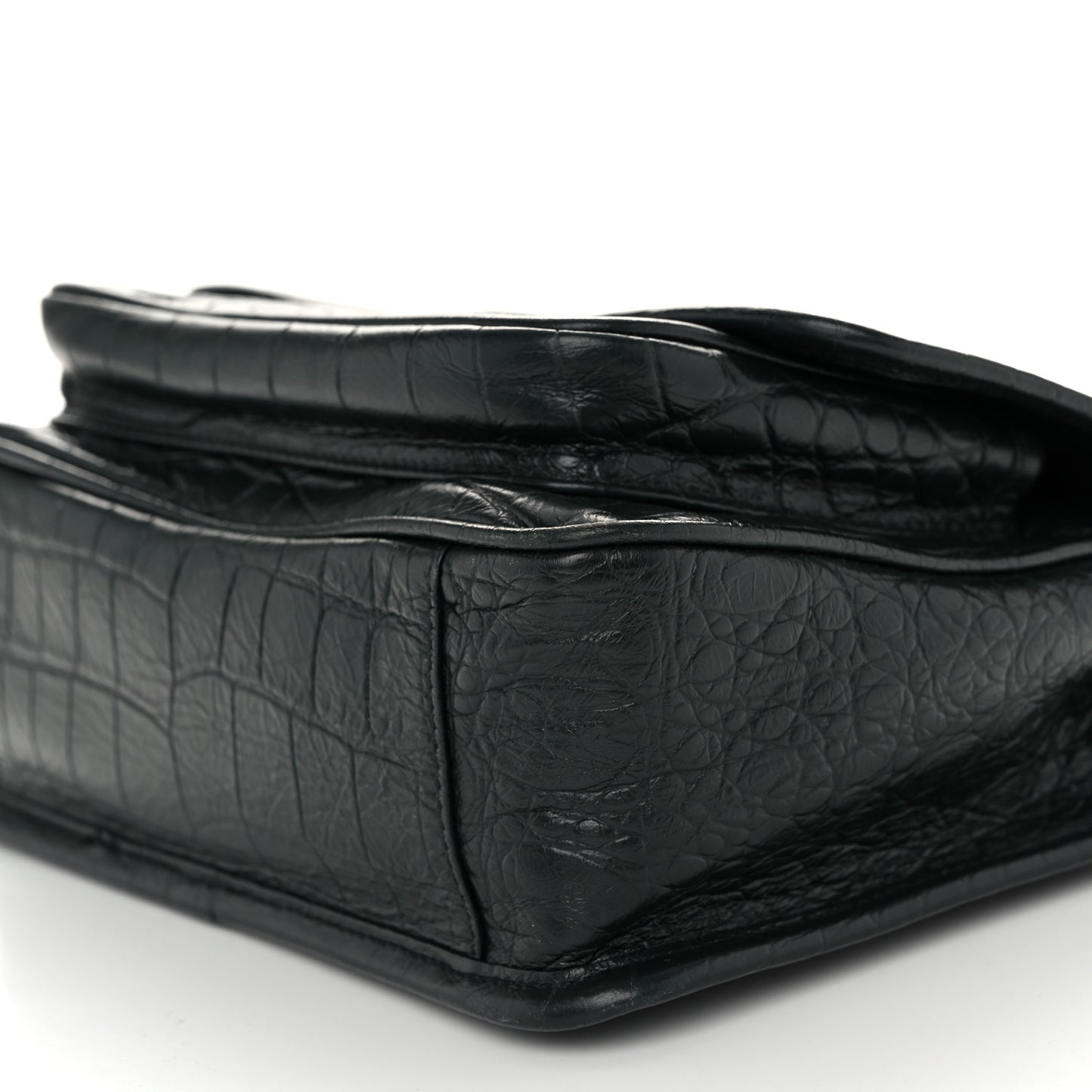 Calfskin Crocodile Embossed Matelasse Monogram Baby Niki Chain Satchel Algea