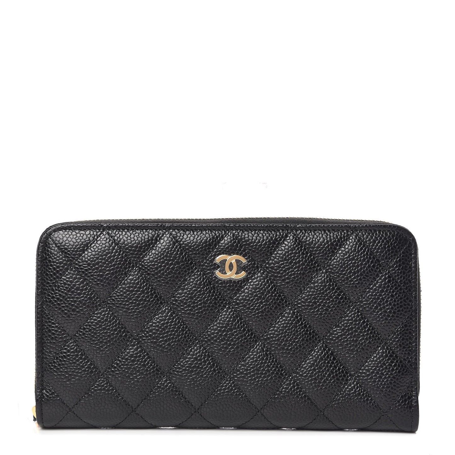 Caviar Quilted Large Gusset Zip Around Wallet Black
