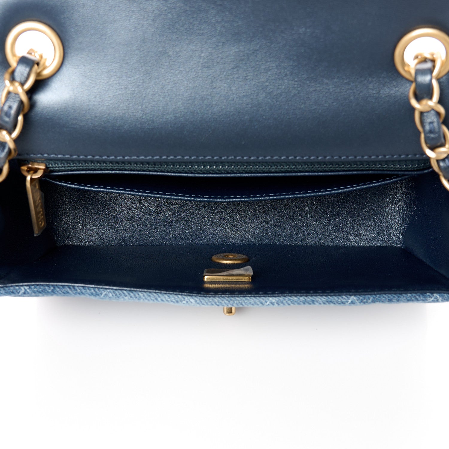 Chanel Washed Denim Quilted Mini Rectangular Flap Blue 5 of 12