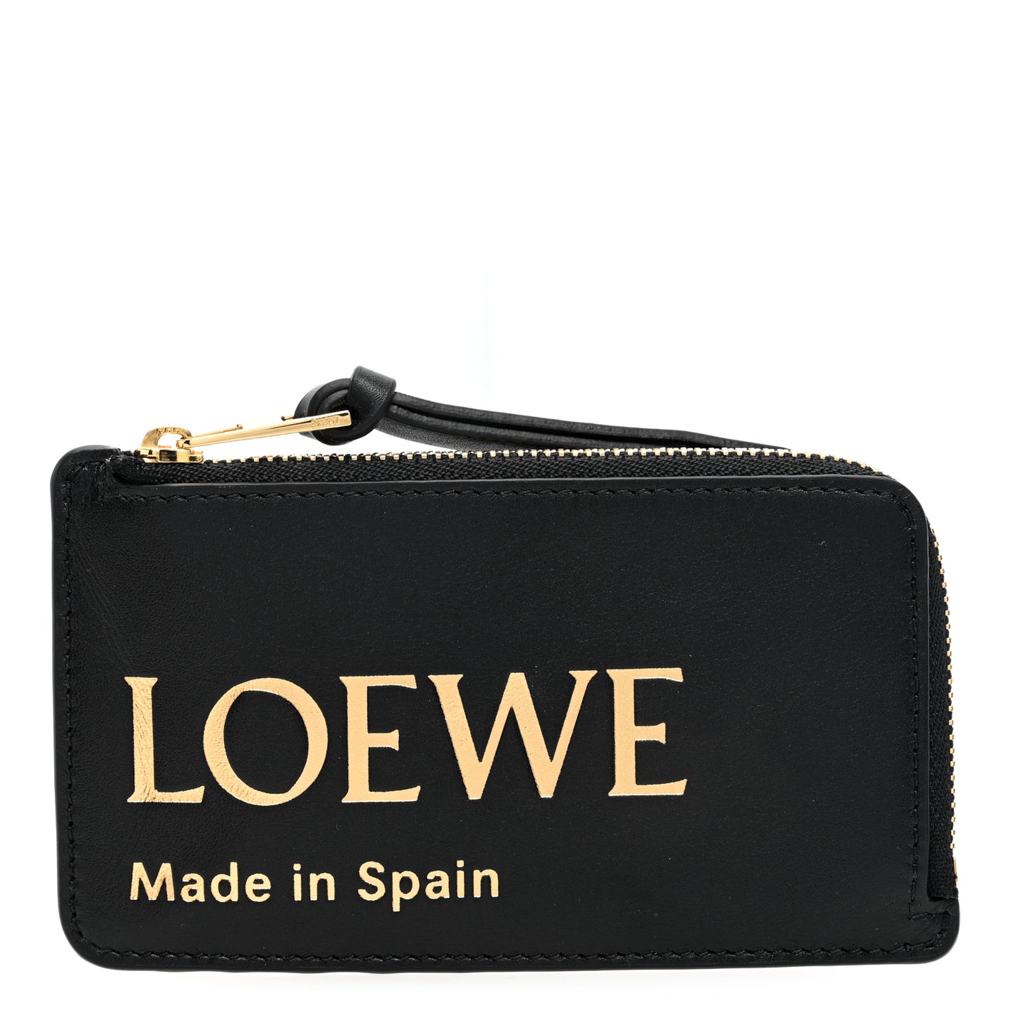 Calfskin Logo Coin Card Holder Black