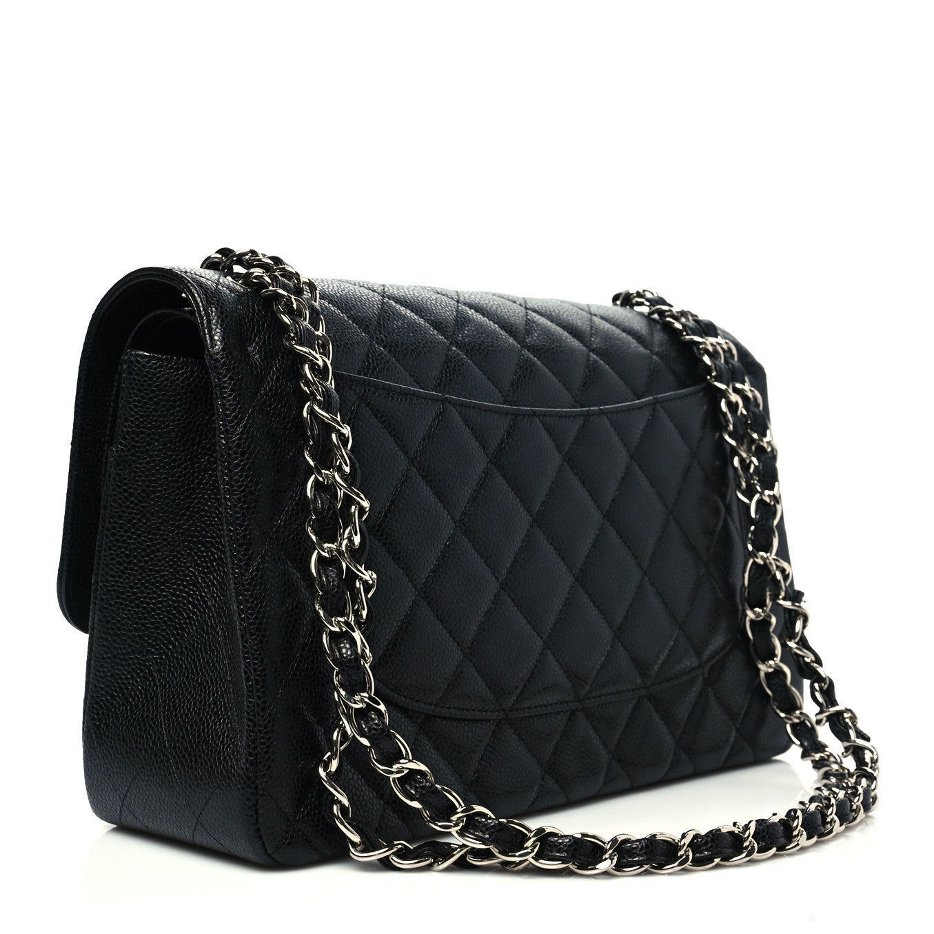 Caviar Quilted Jumbo Double Flap Black