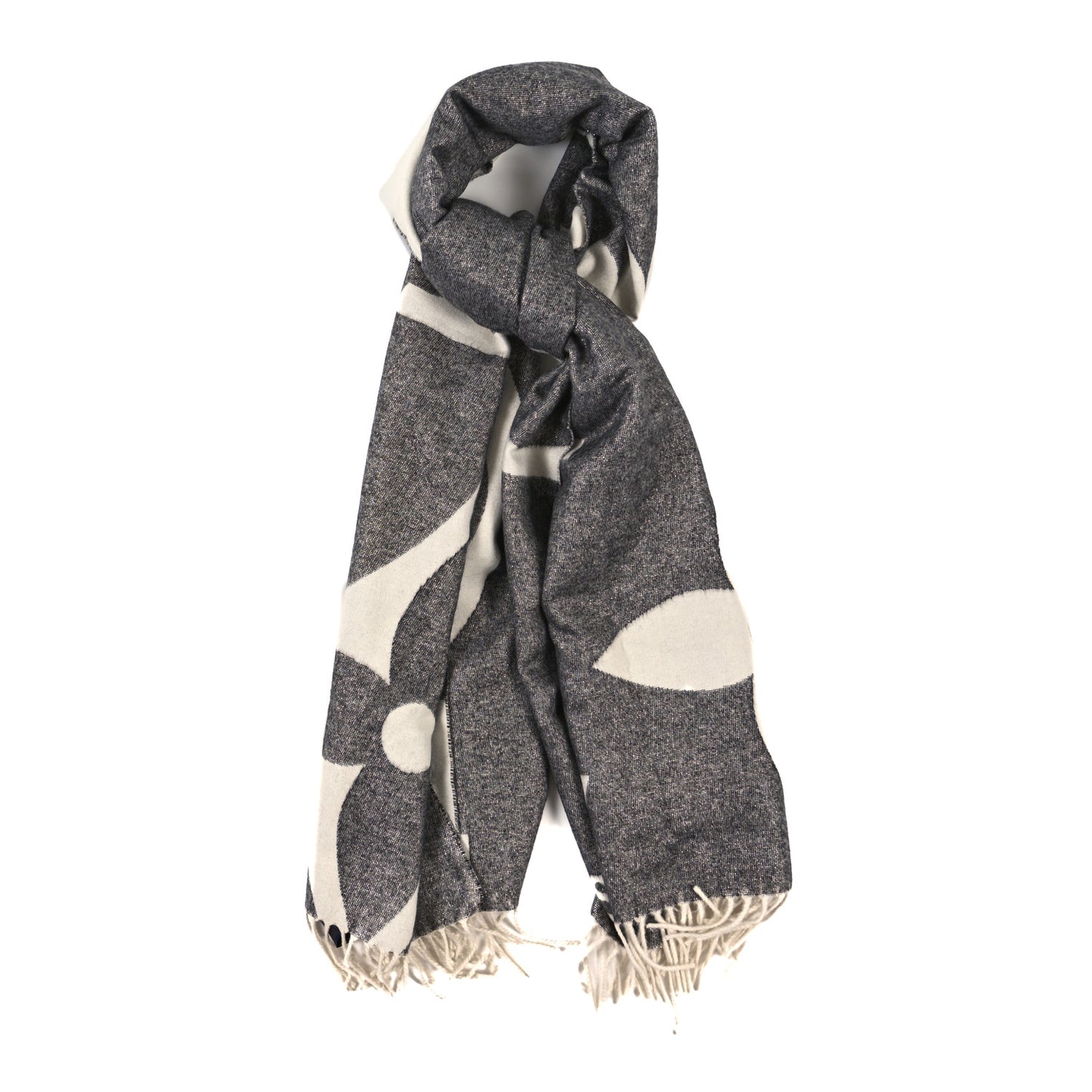Silk Cashmere Oversized Monogram Ultimate Shine Scarf Gray