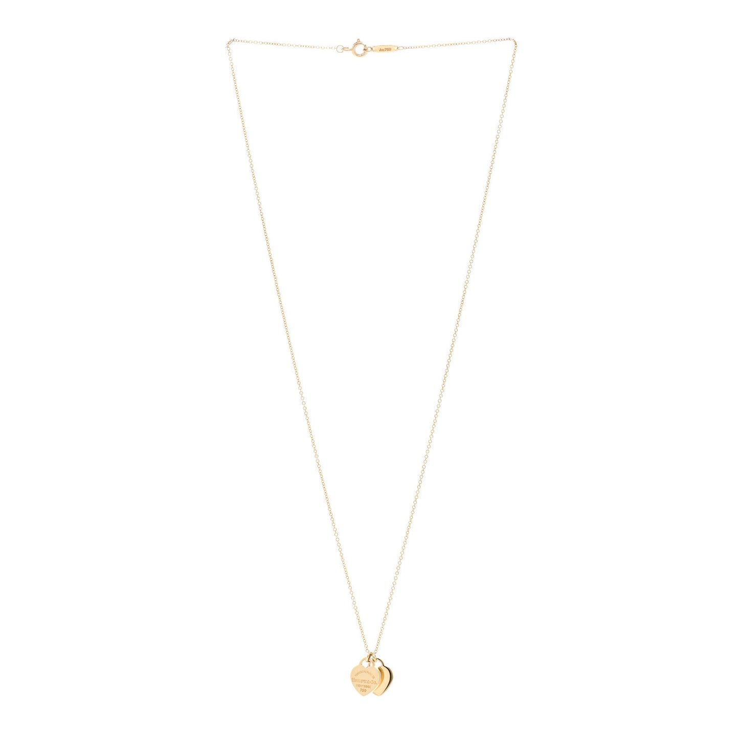 18K Yellow Gold Return to Tiffany Mini Double Heart Tag Pendant Necklace