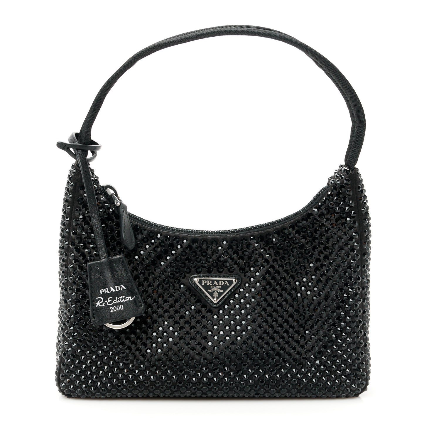 Satin Crystal Mini Re-Edition 2000 Bag Black