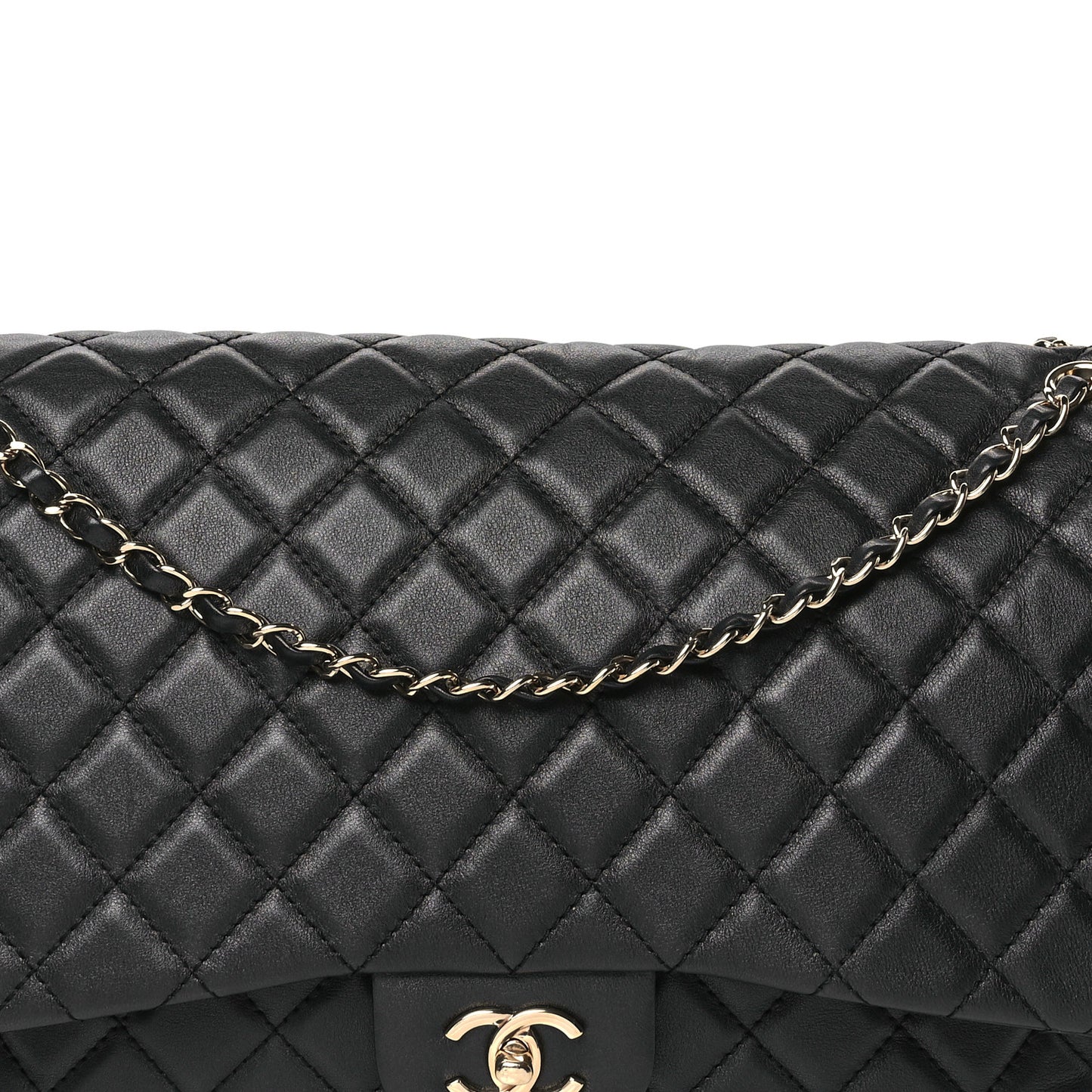 Calfskin Quilted Small XXL Travel Flap Bag Black