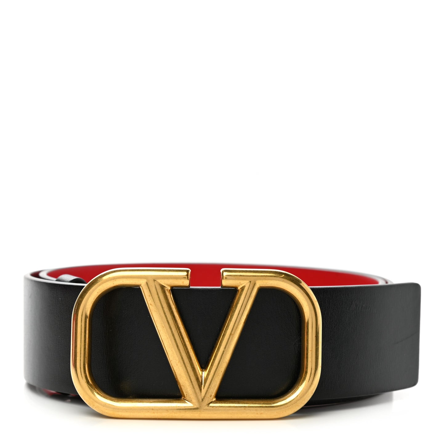 Glossy Calfskin VLogo Reversible 70mm Belt Black Rouge Pur