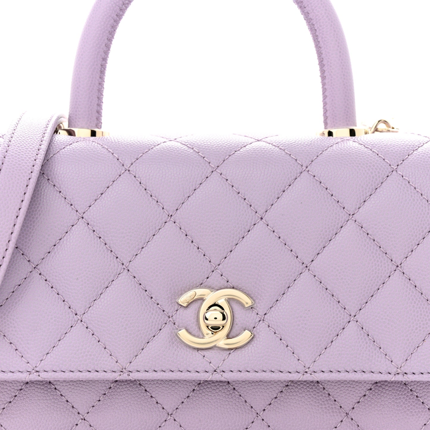 Caviar Quilted Mini Coco Handle Flap Light Purple