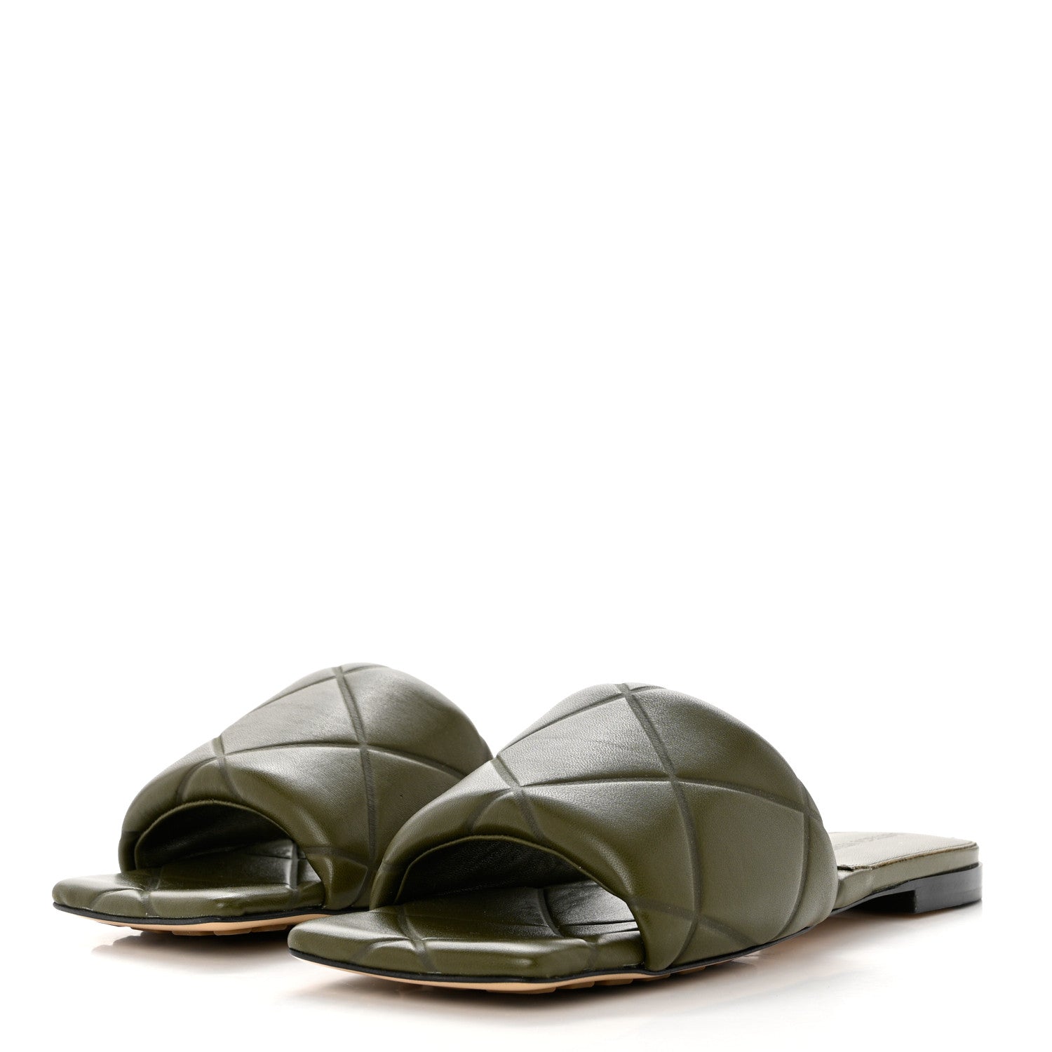 Bottega Veneta Nappa Quilted Rubber Lido Flat Sandals 39 Khaki 3 of 7