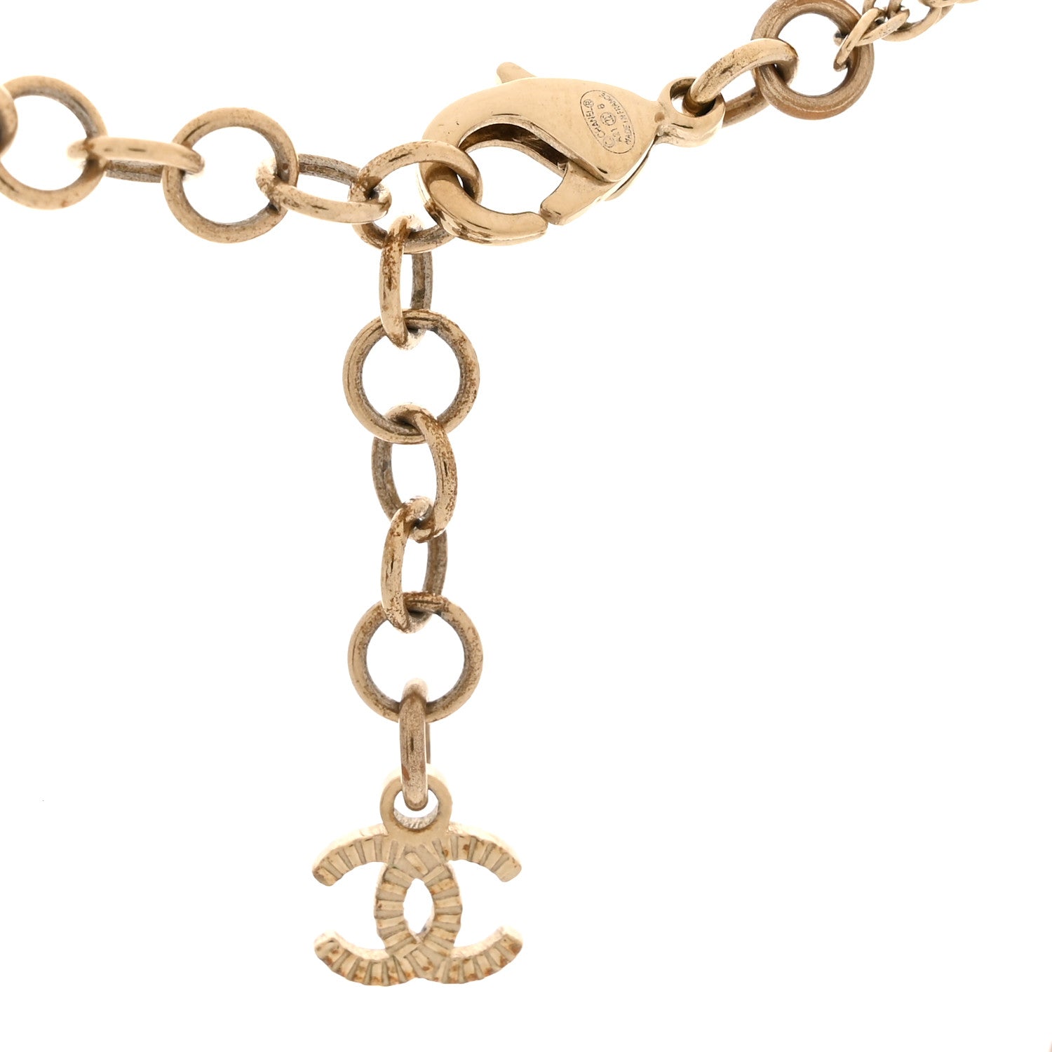 Chanel Crystal Pearl CC Necklace Pearly White Gold 4 of 5