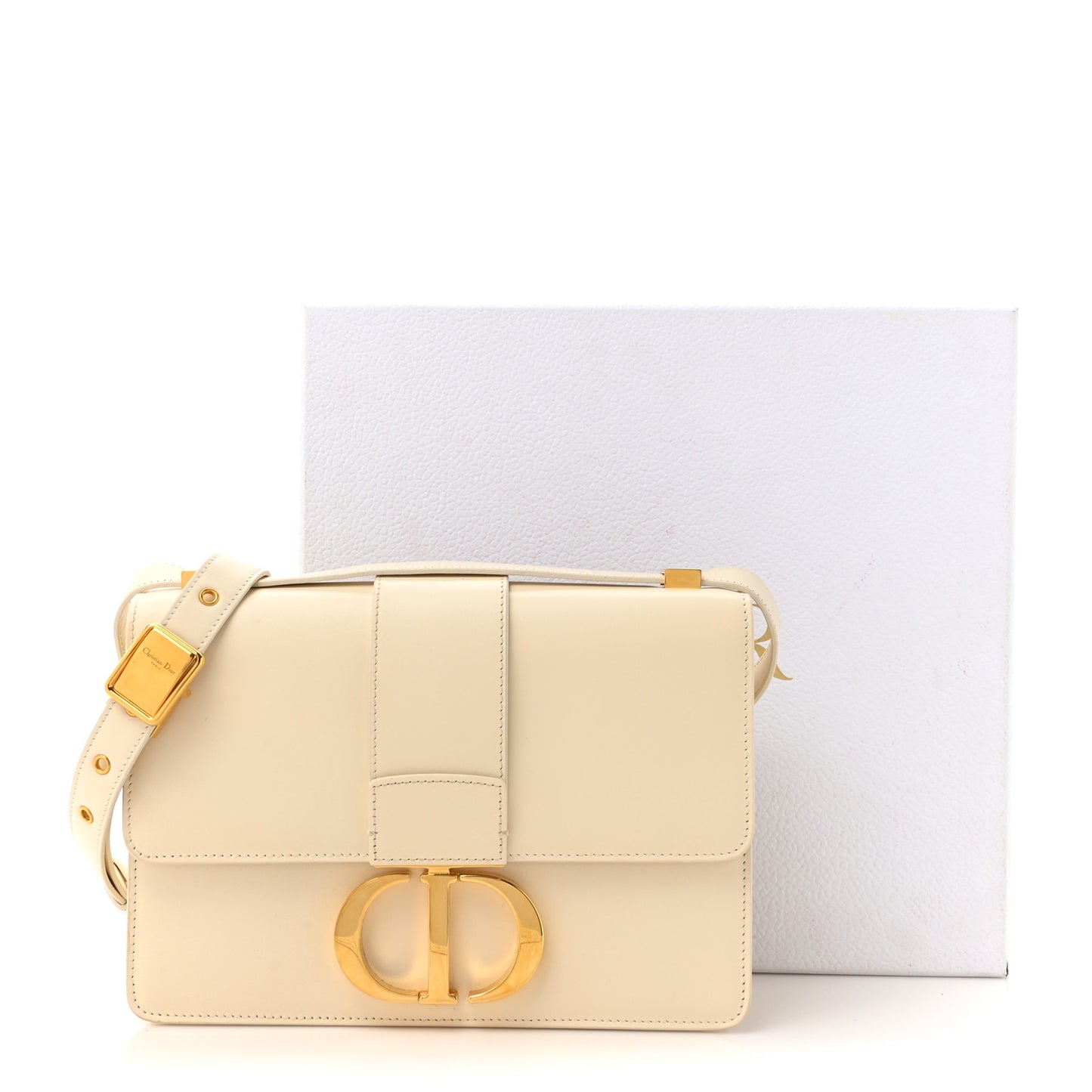 Grained Calfskin 30 Montaigne Flap Bag White