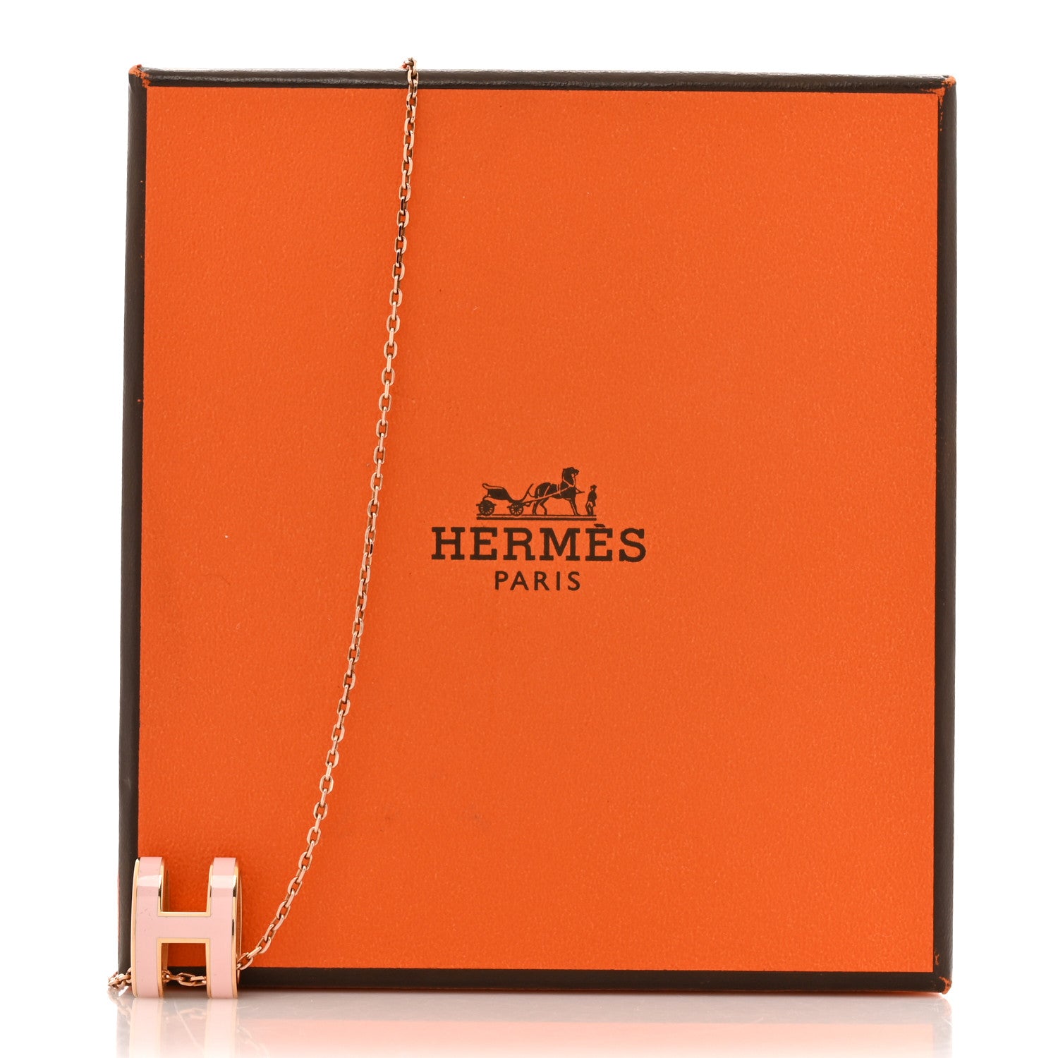 Hermes Lacquered Rose Gold Pop H Pendant Necklace Rose Dragee 7 of 7