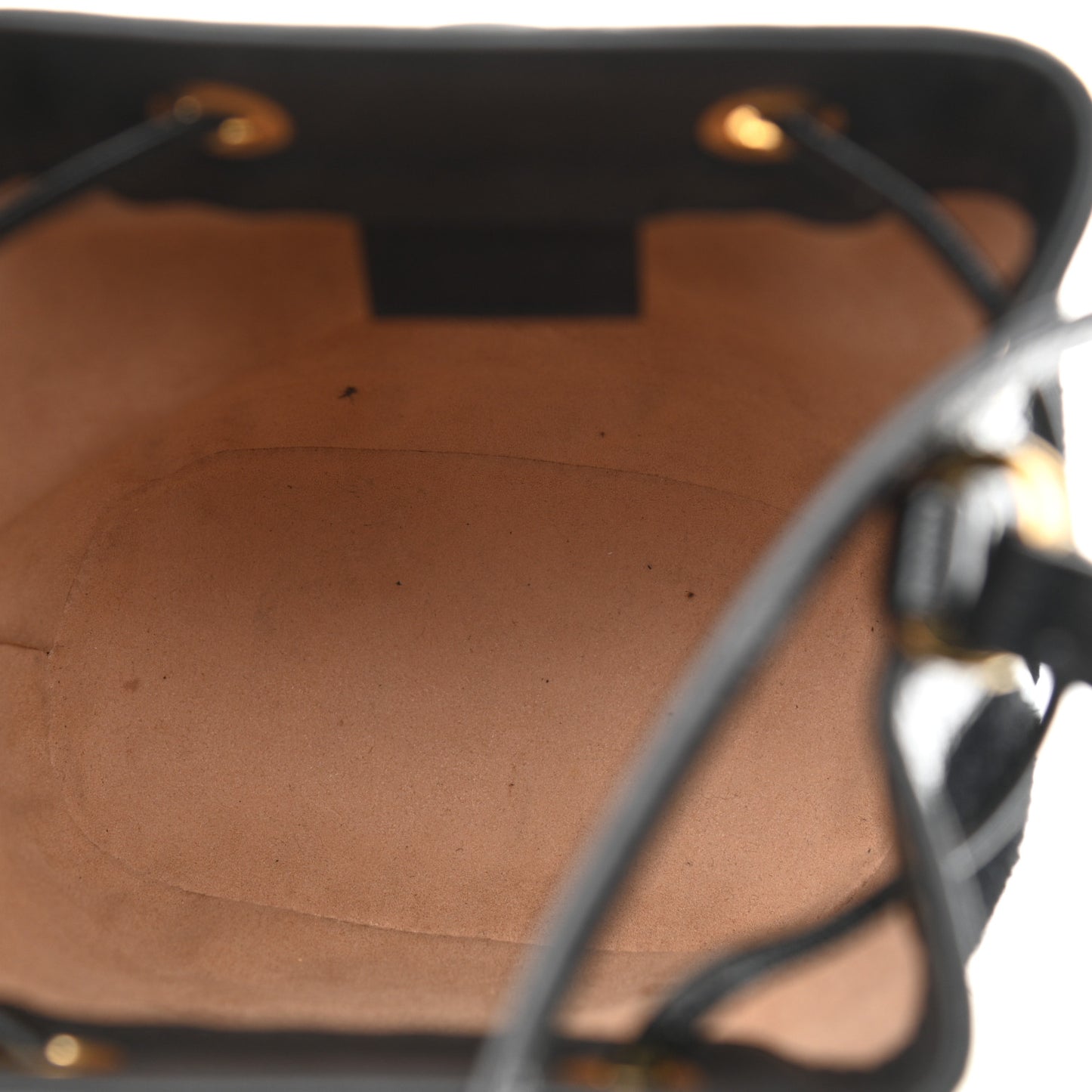 Suede Patent Web Mini Ophidia Bucket Bag Black
