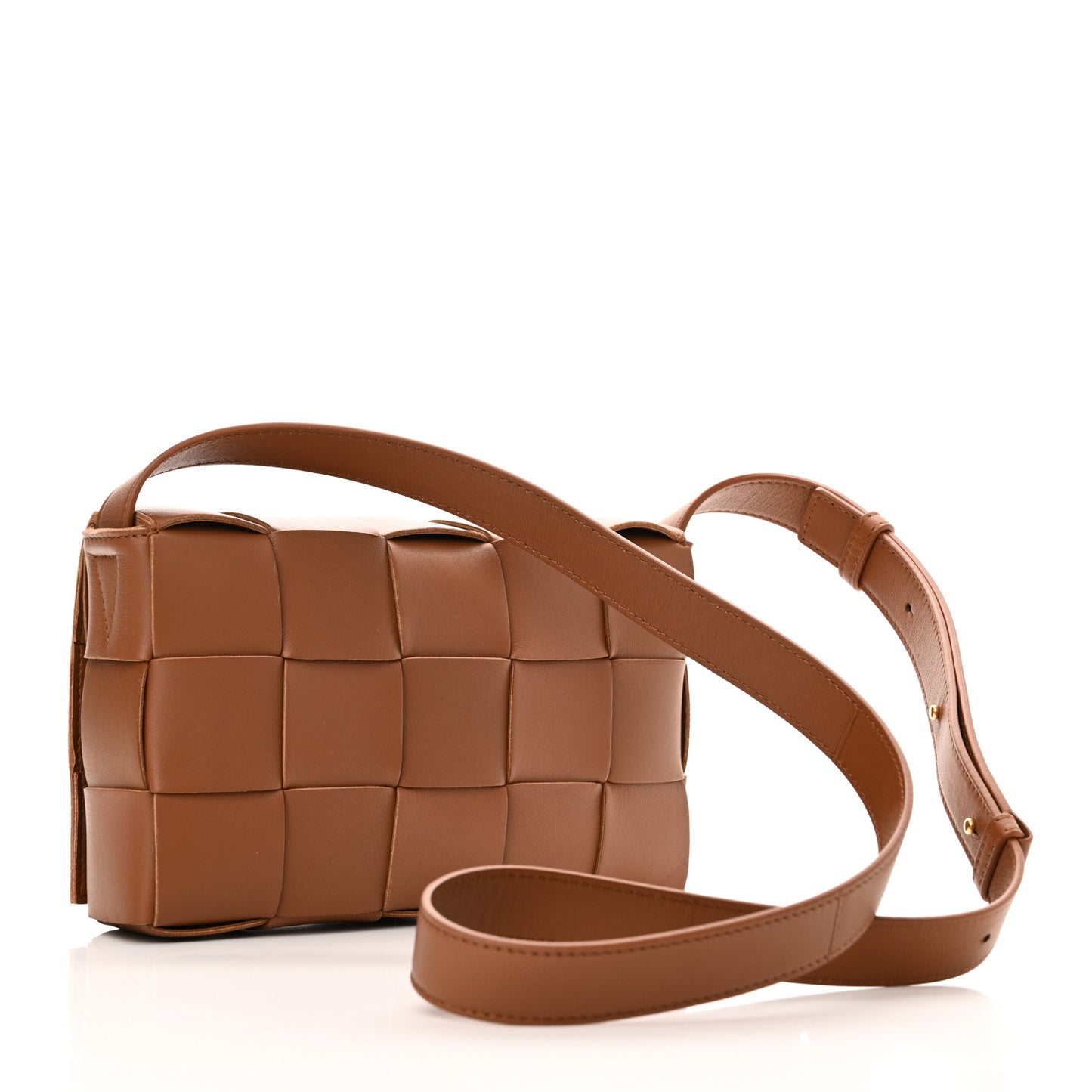 Lambskin Maxi Intrecciato Cassette Crossbody Bag Caramel