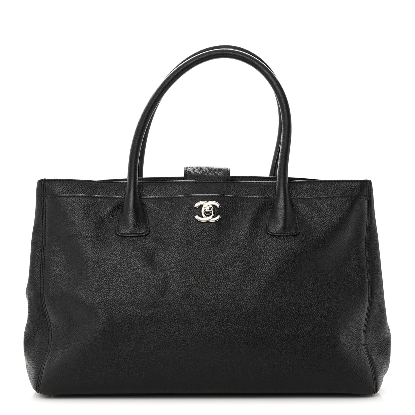 Calfskin Cerf Executive Shopper Tote Black