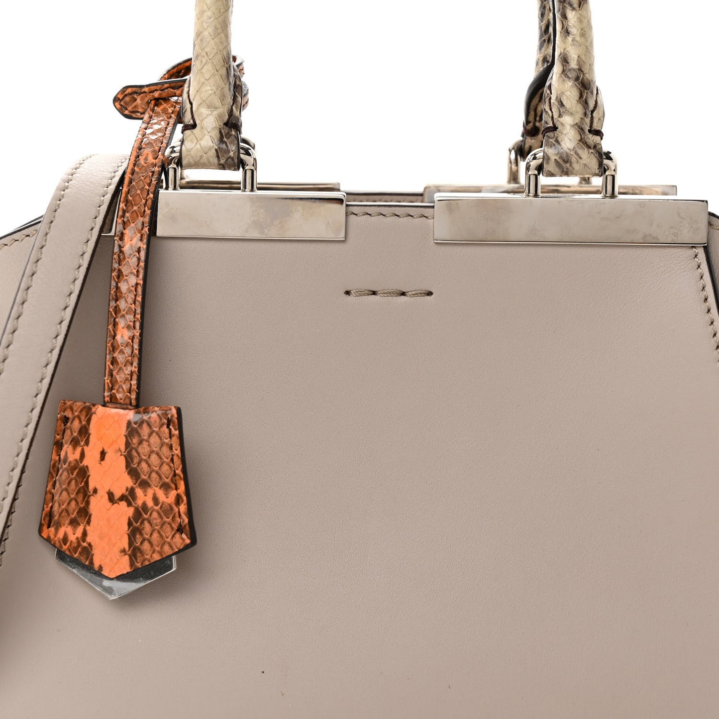 Vitello Dolce Elaphe Bi-Color Mini 3jours Tote Grigio Polvere Arancio Taupe