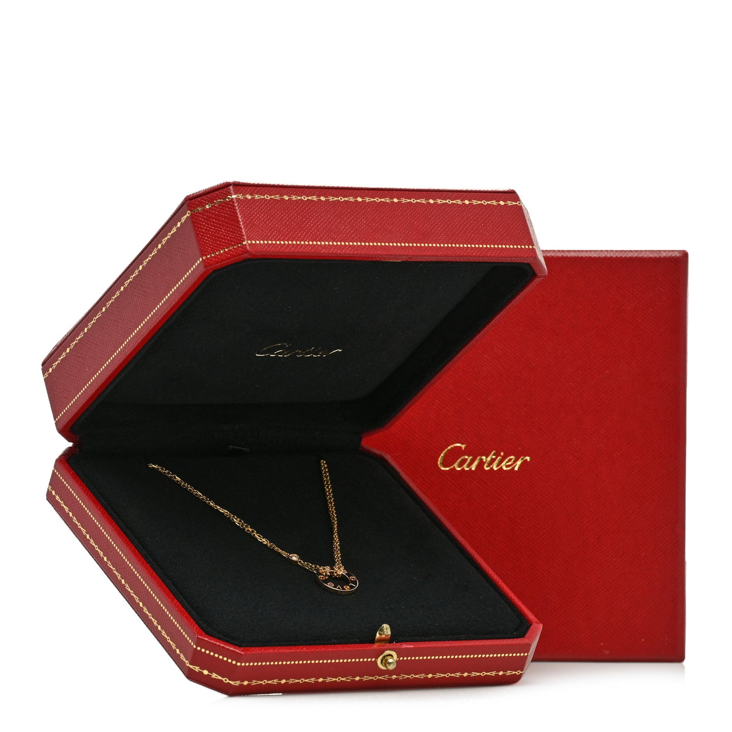 18K Pink Gold 2 Diamond LOVE Necklace