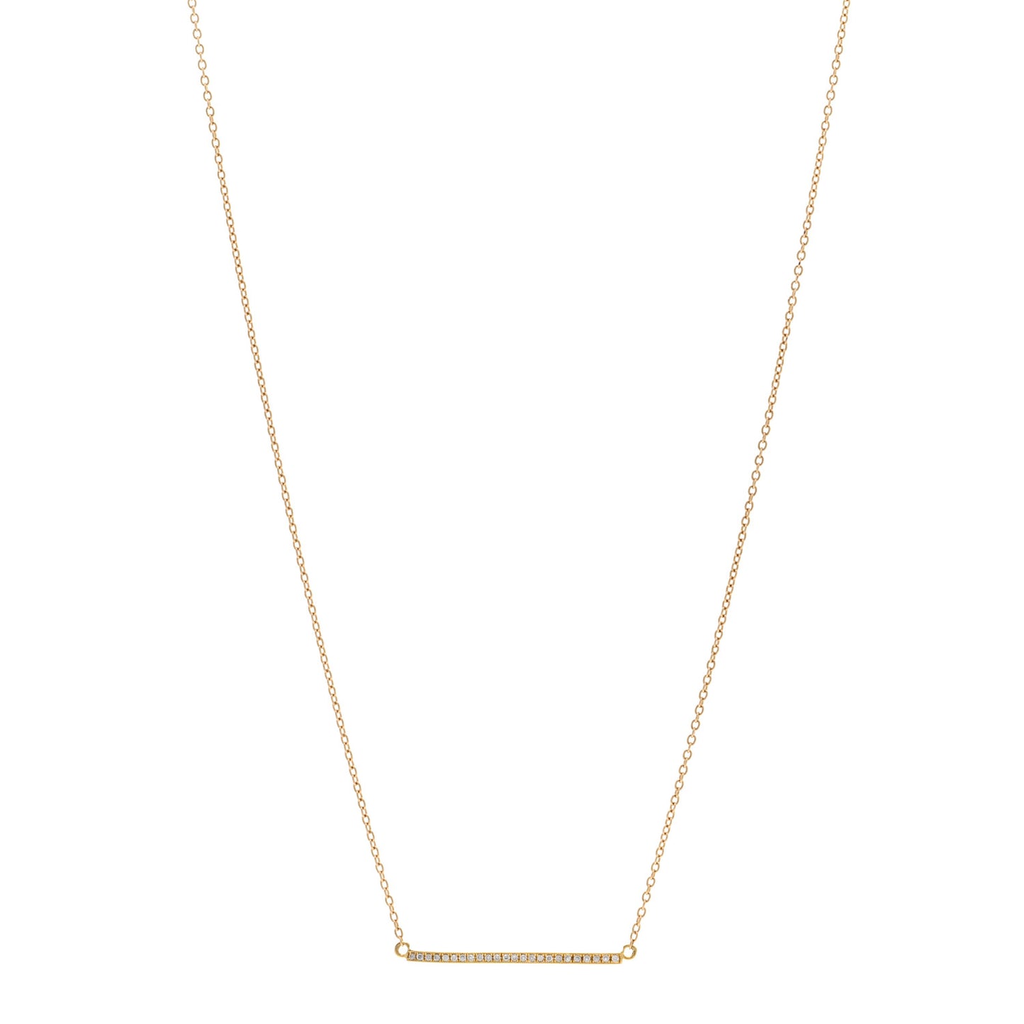 18K Yellow Gold Diamond Stick Pendant Necklace
