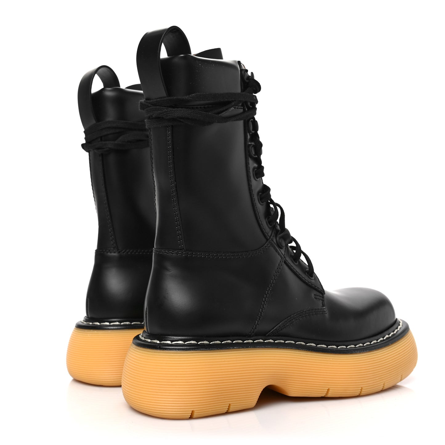 Calfskin The Swell Lace Up Boots 35 Black Natural Rubber