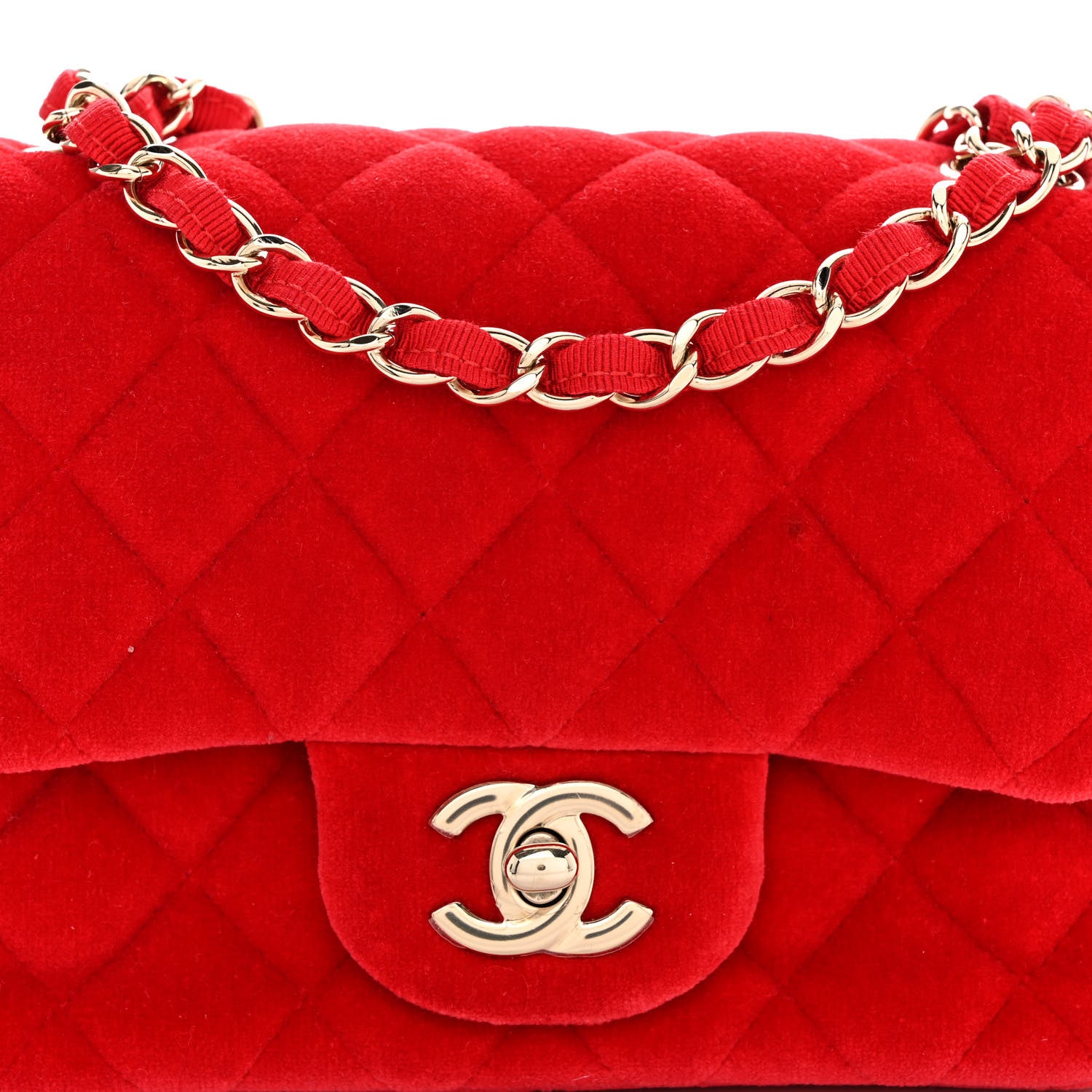 Chanel Velvet Quilted Mini Square Flap Red 8 of 10