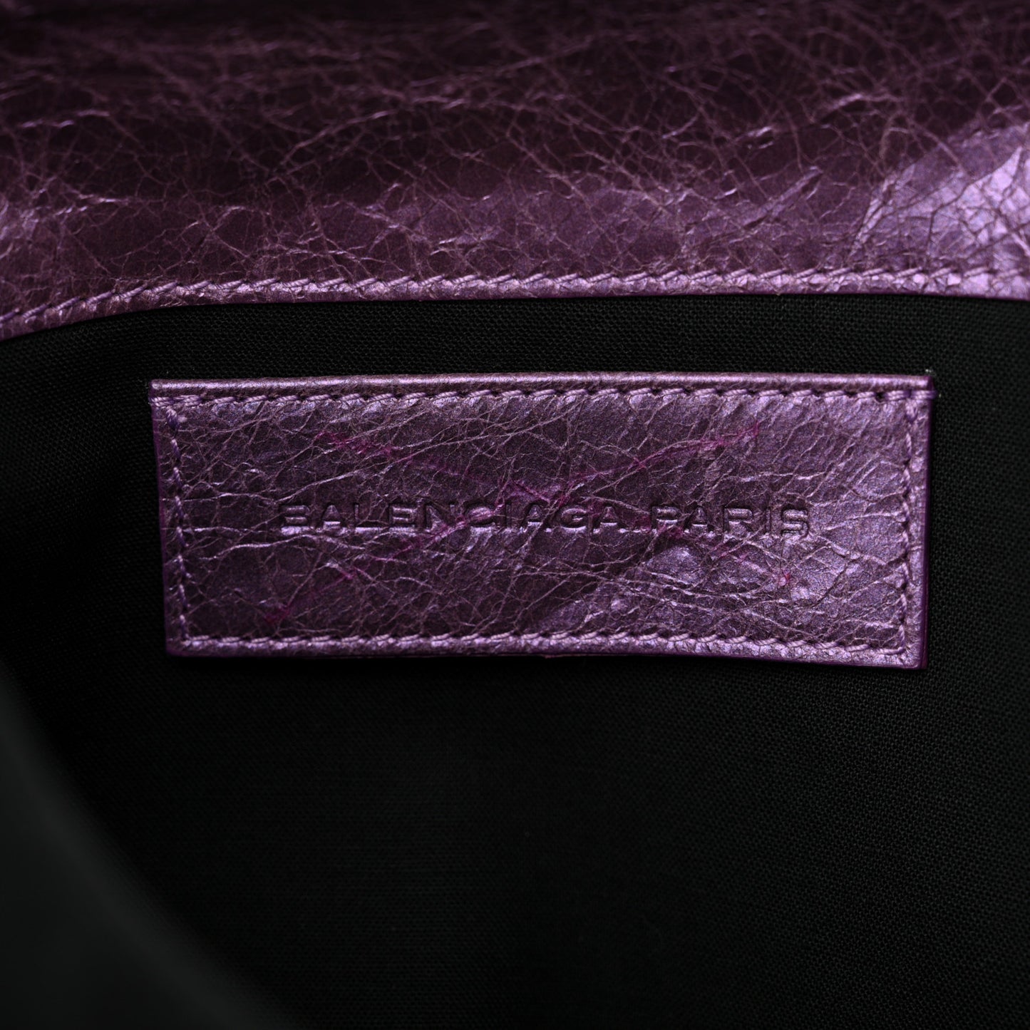 Agneau Classic Hardware Envelope Clutch Metallic Purple
