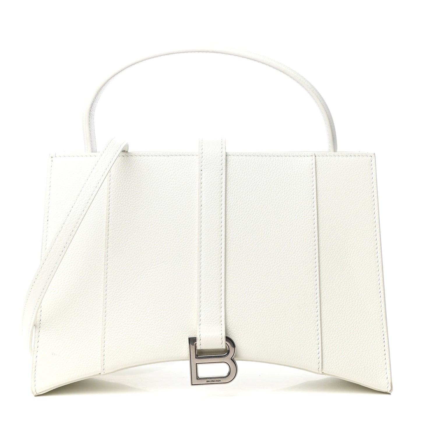 Grained Calfskin XS Hourglass East West Tote White