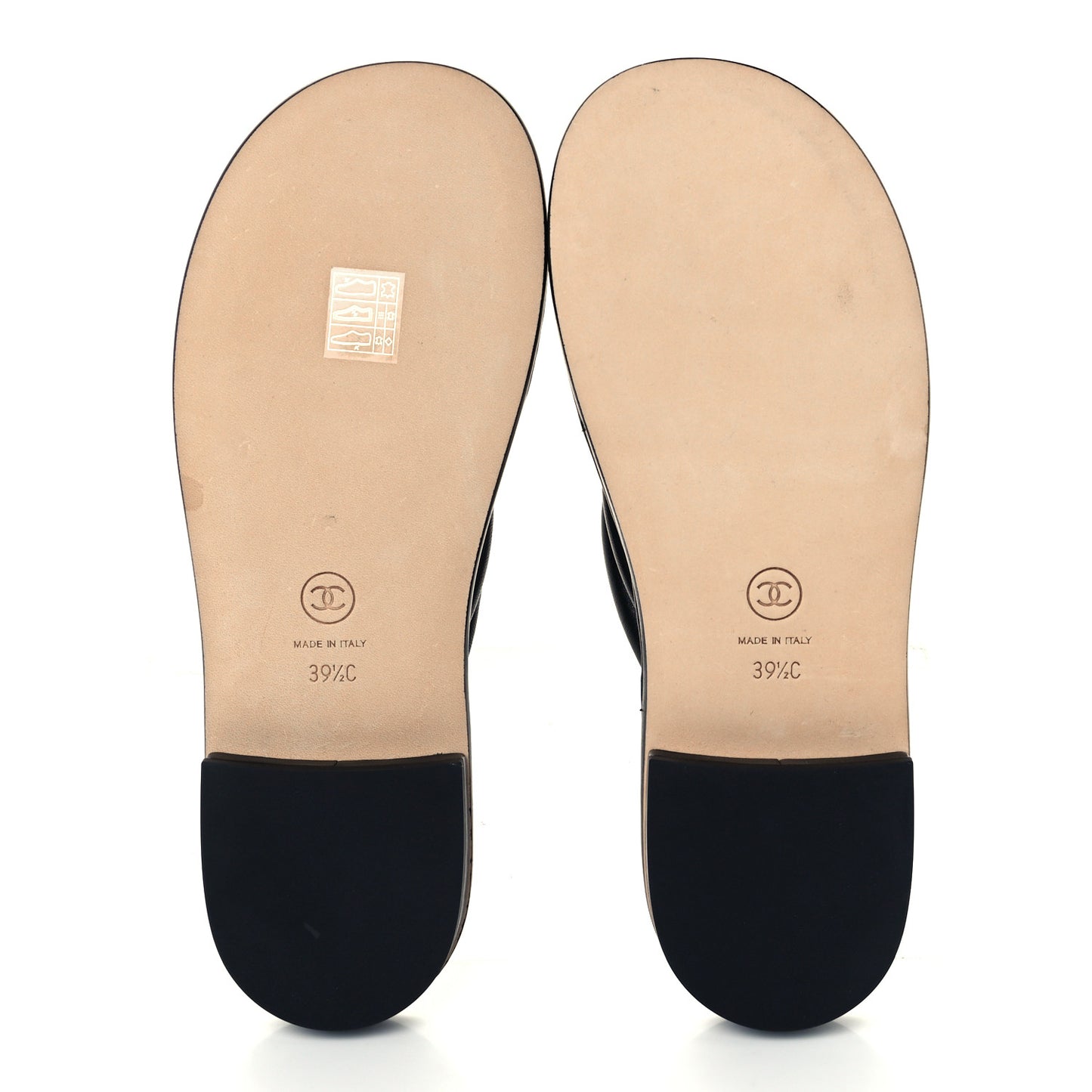 Lambskin Fabric CC Thong Sandals 36.5 Black Dark Navy