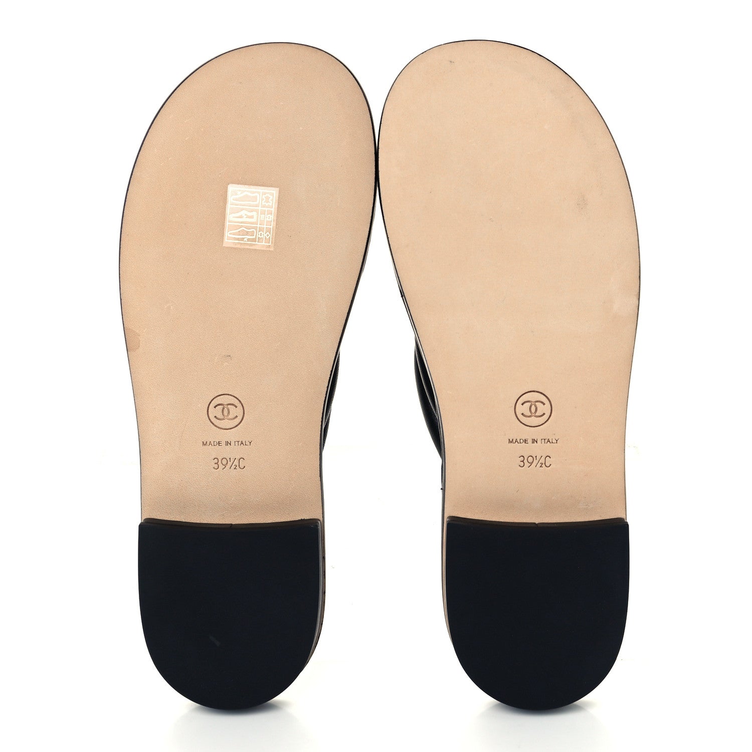 Chanel Lambskin Fabric CC Thong Sandals 36.5 Black Dark Navy 7 of 10