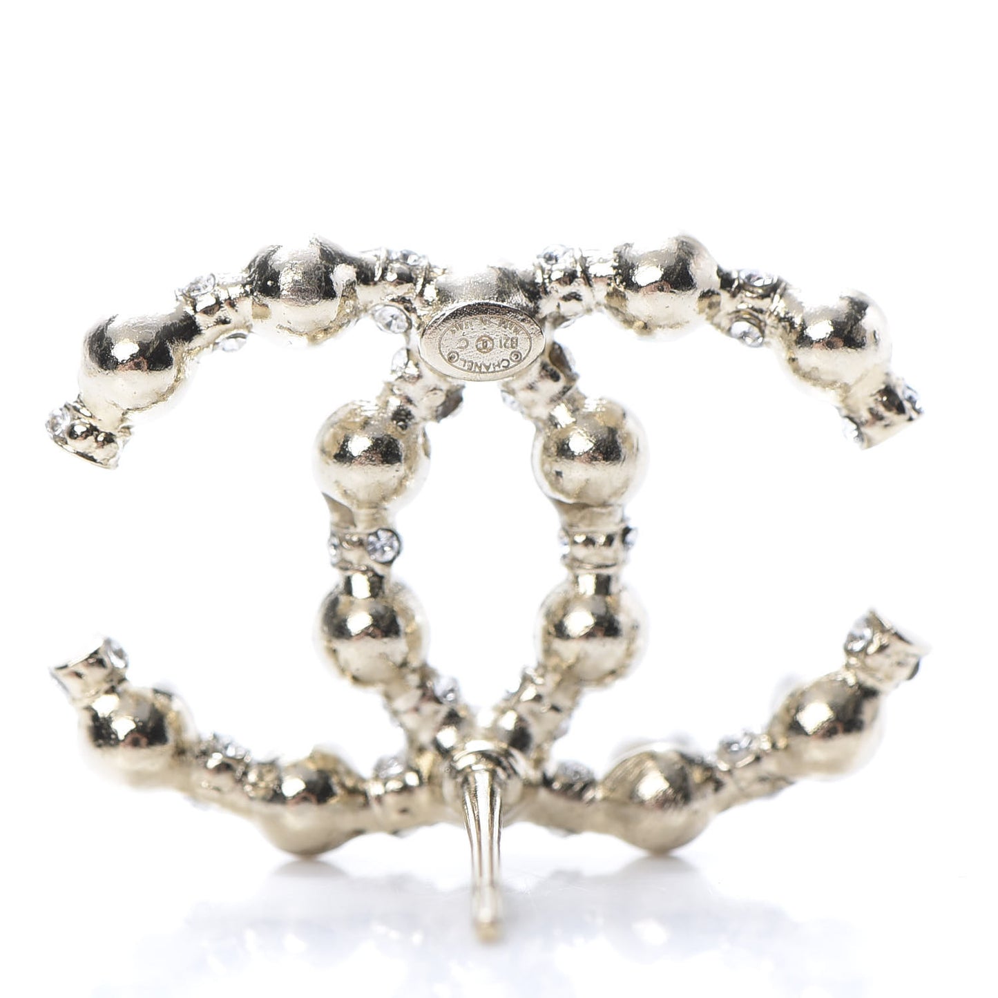 Pearl Crystal Nefertiti CC Earrings Gold