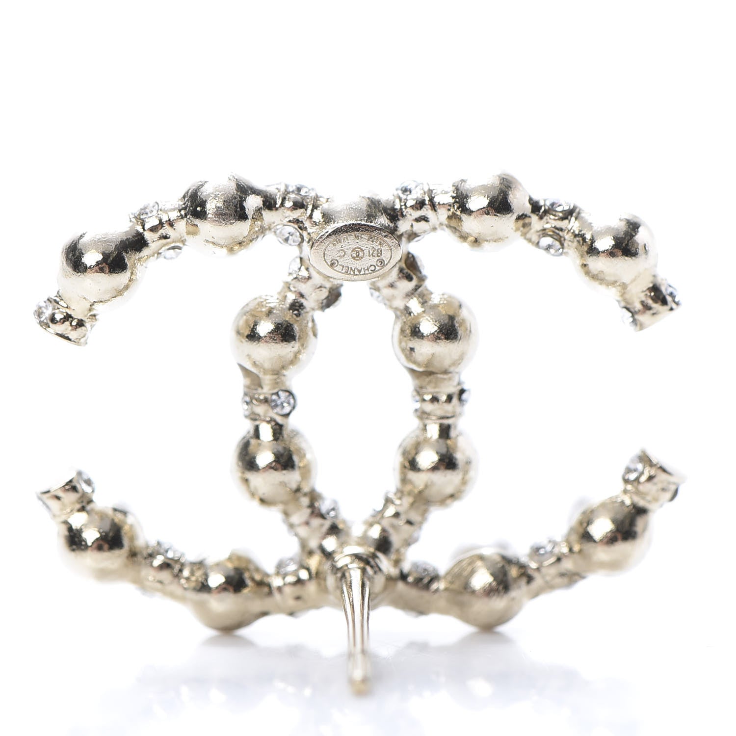 Chanel Pearl Crystal Nefertiti CC Earrings Gold 4 of 5